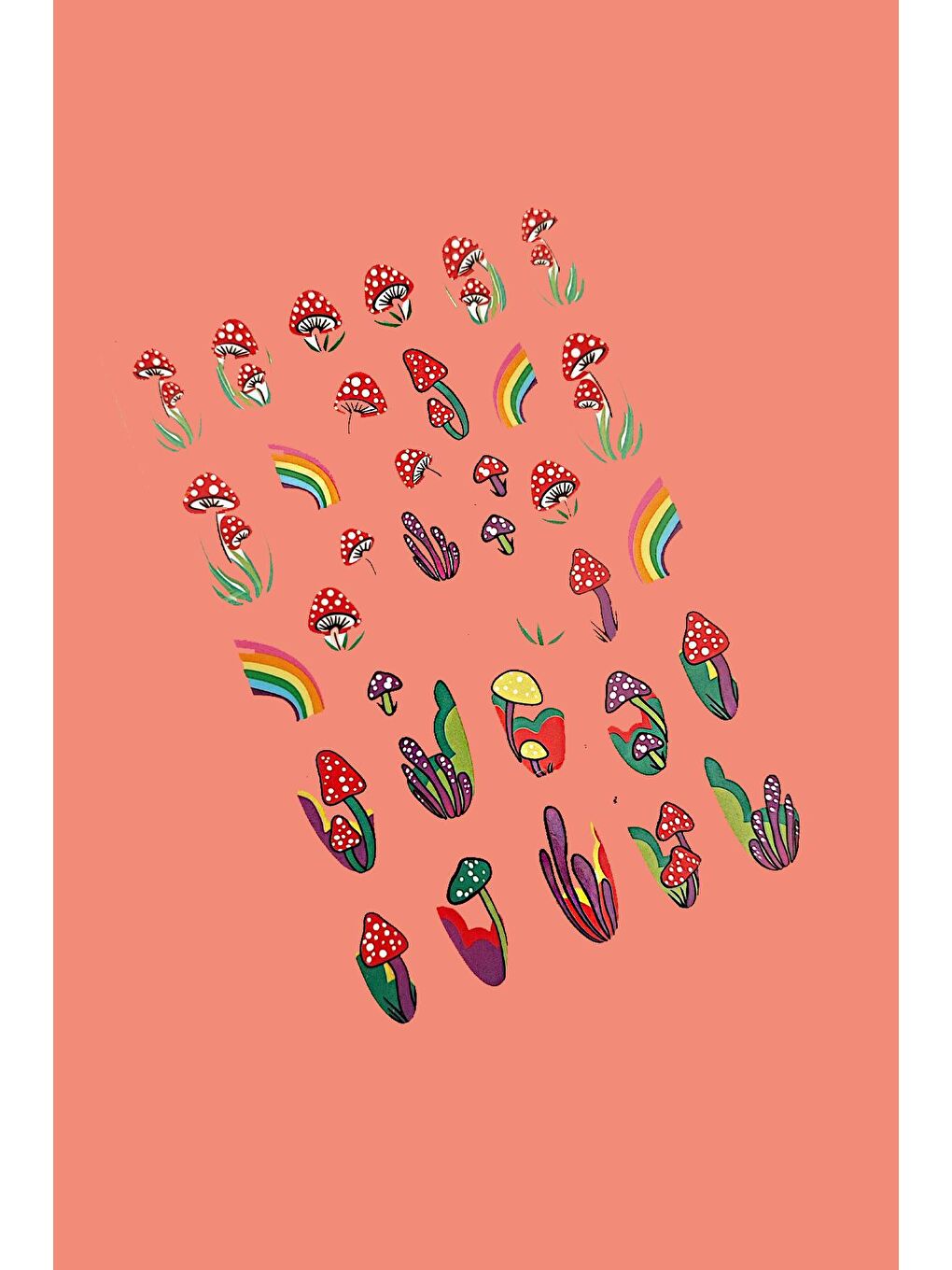 New Obsessions Kırmızı Retro Hippie Desenli Tırnak Stickerı  Nail Art Süsü - 2