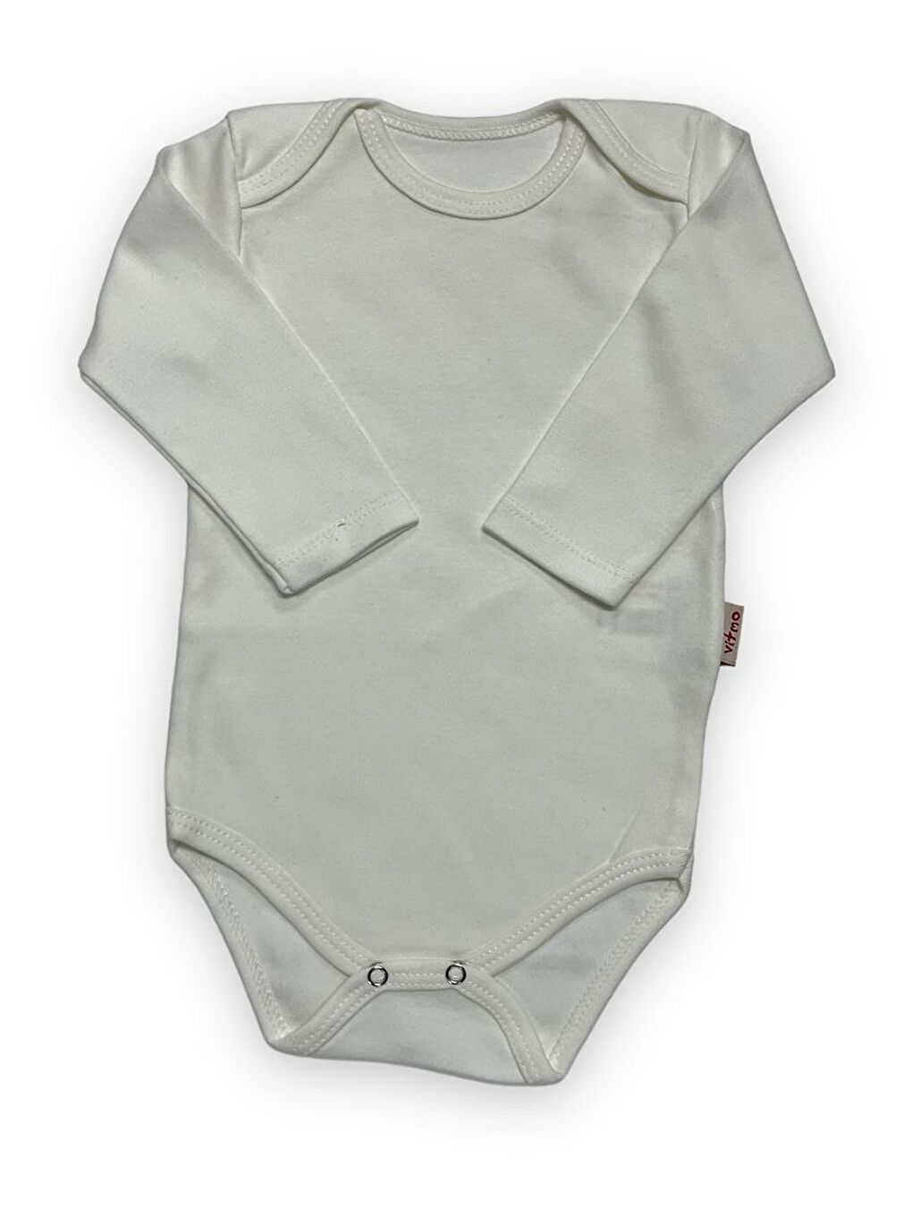 Çıtçıtlı Bebek Body Zıbın Uzun Kollu Pamuklu Ekru-2