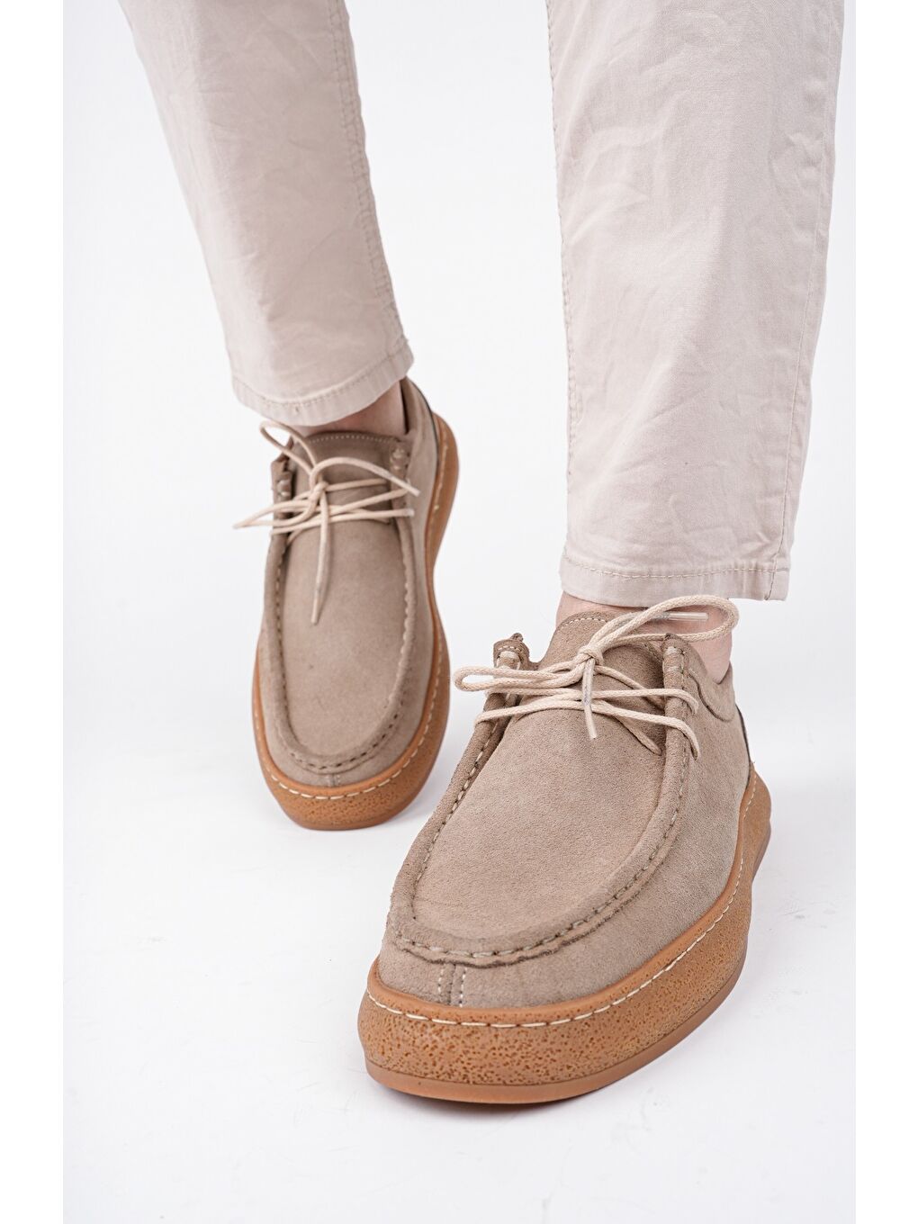 Bej SANCHEZ Klasik Hakiki Deri Günlük Ortopedik Erkek Casual Ayakkabı-4