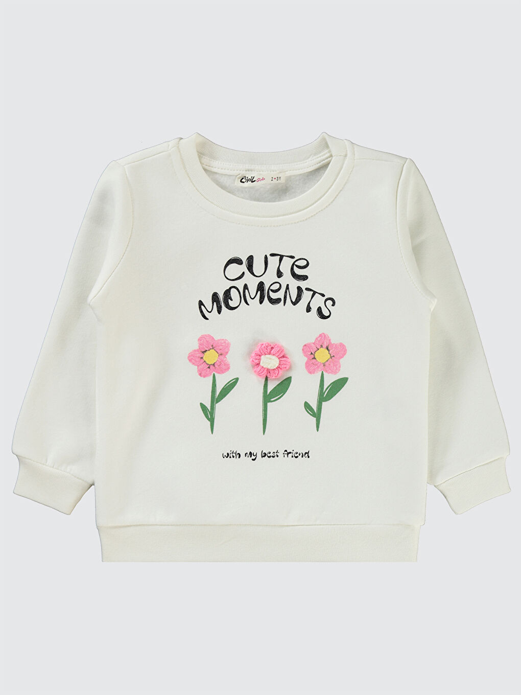 Civil Ekru Girls Kız Çocuk Sweatshirt 2-5 Yaş Ekru