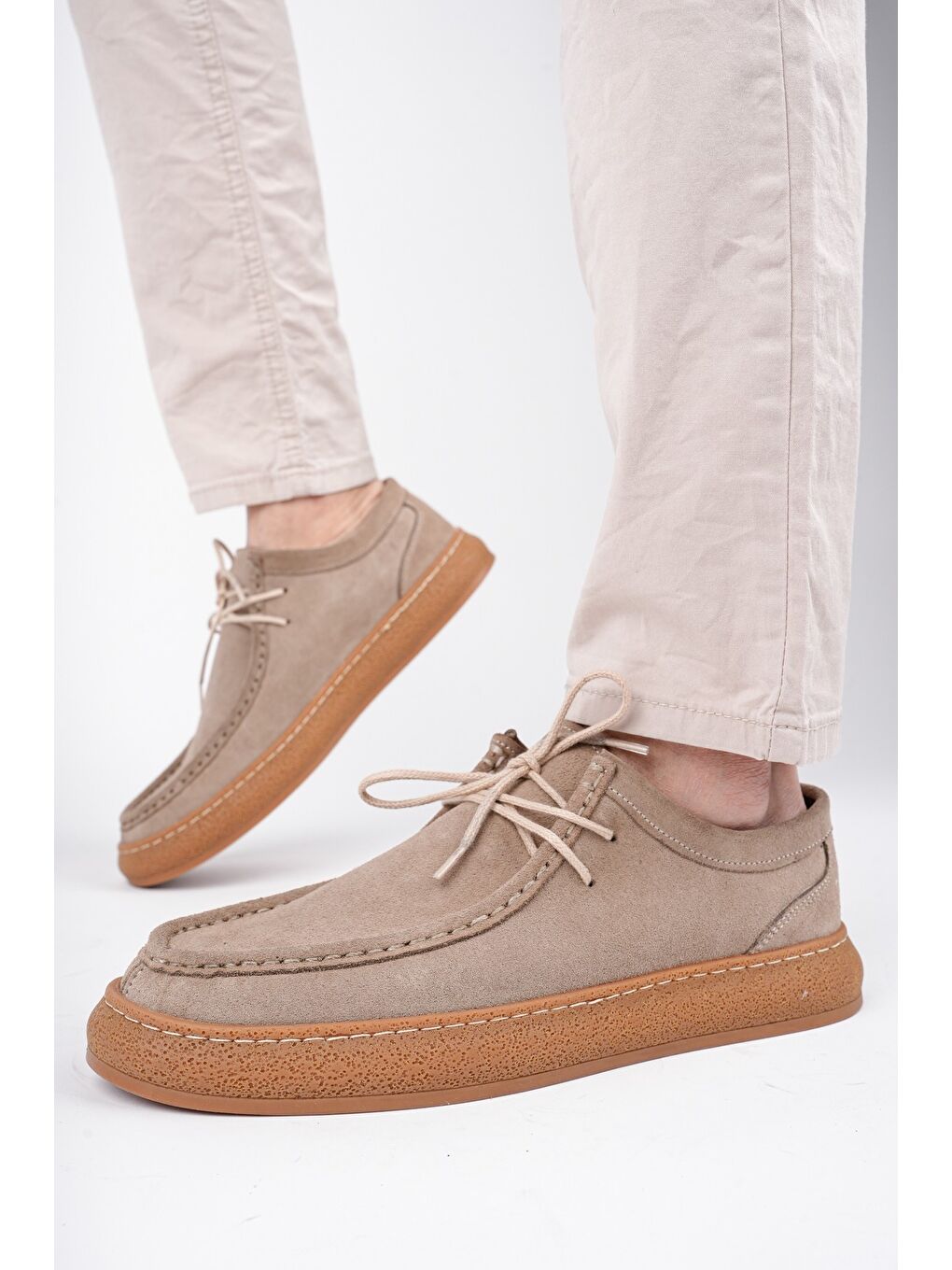 Bej SANCHEZ Klasik Hakiki Deri Günlük Ortopedik Erkek Casual Ayakkabı-5