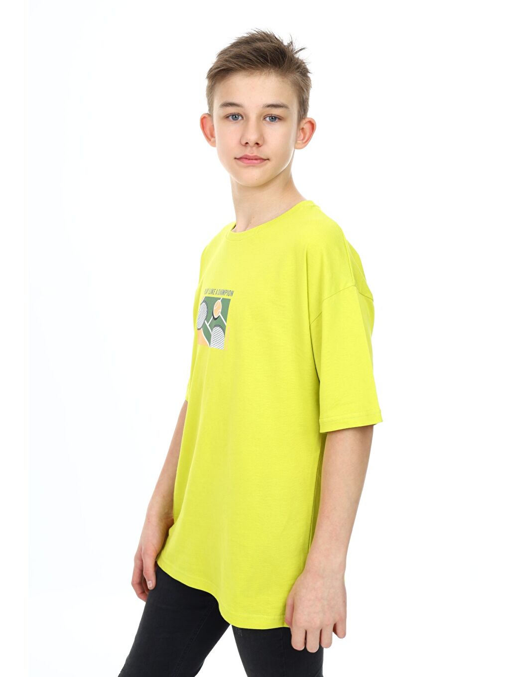 Yeşil Erkek Çocuk Baskılı Tişört-1