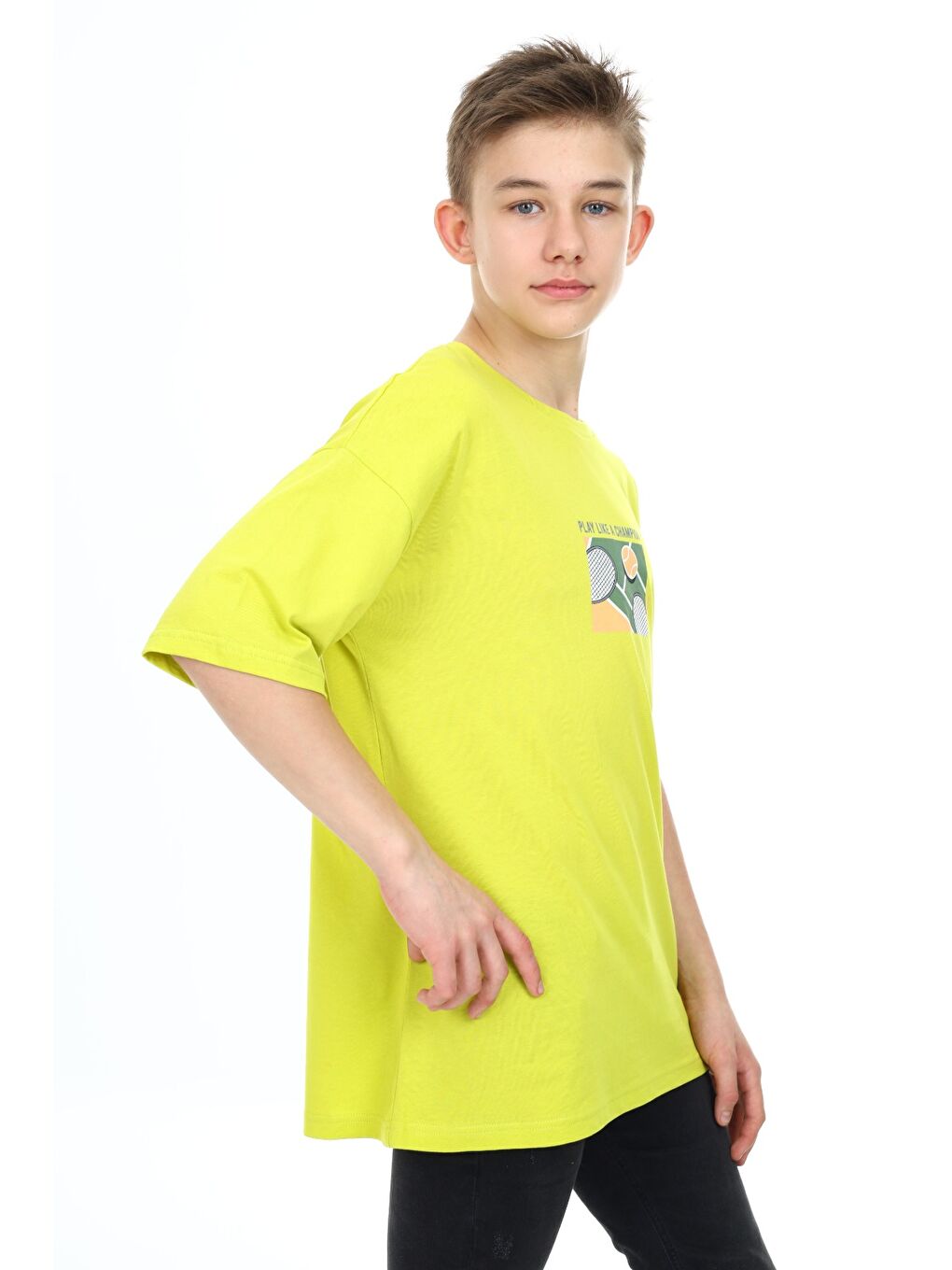 Yeşil Erkek Çocuk Baskılı Tişört-2