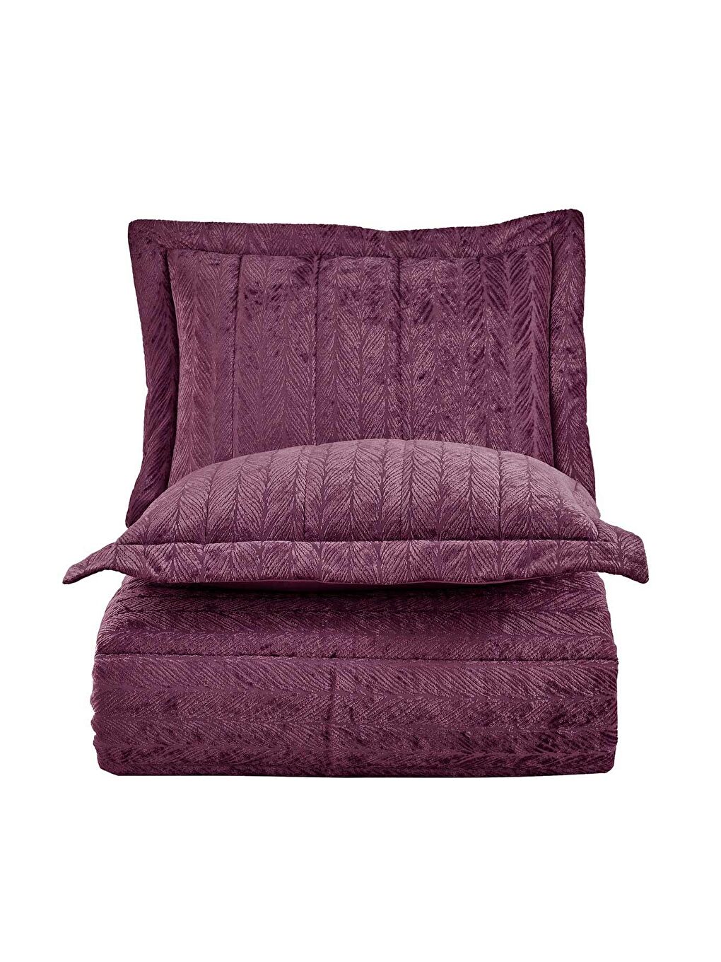 Elart Mürdüm Velvet Kadife Comfort Set Modern Uyku Seti Tek Kişilik Mürdüm 2 Parça - 2