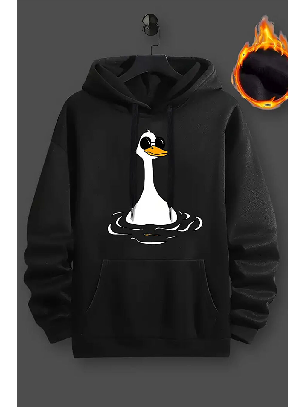 uyguntarz Siyah Duck Baskılı Oversize Sweatshirt