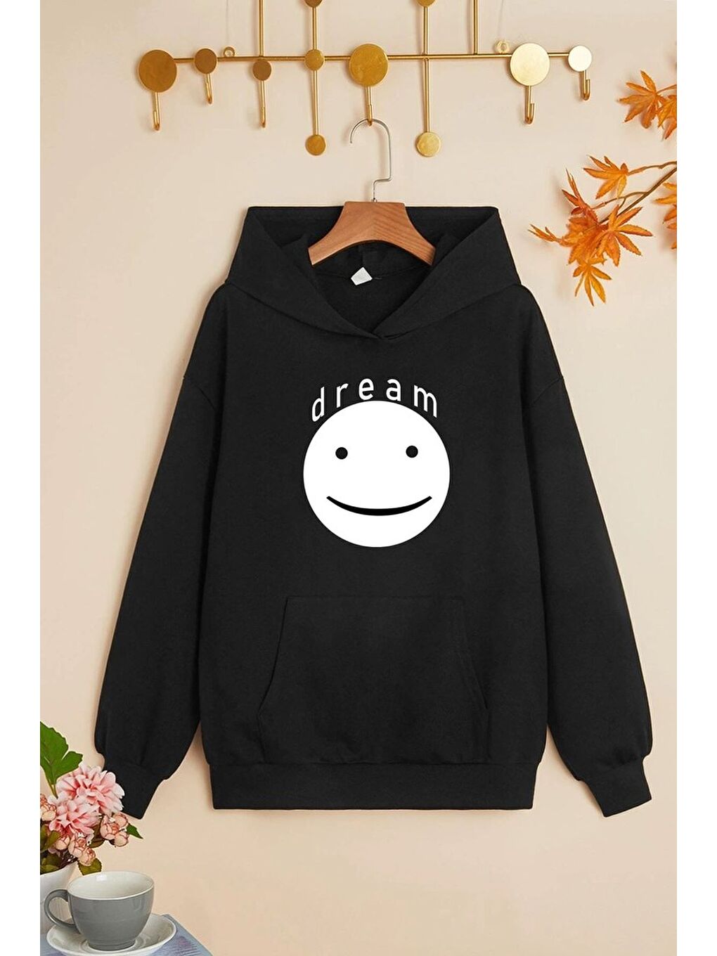 Siyah Unisex Dream Baskılı Sweatshirt