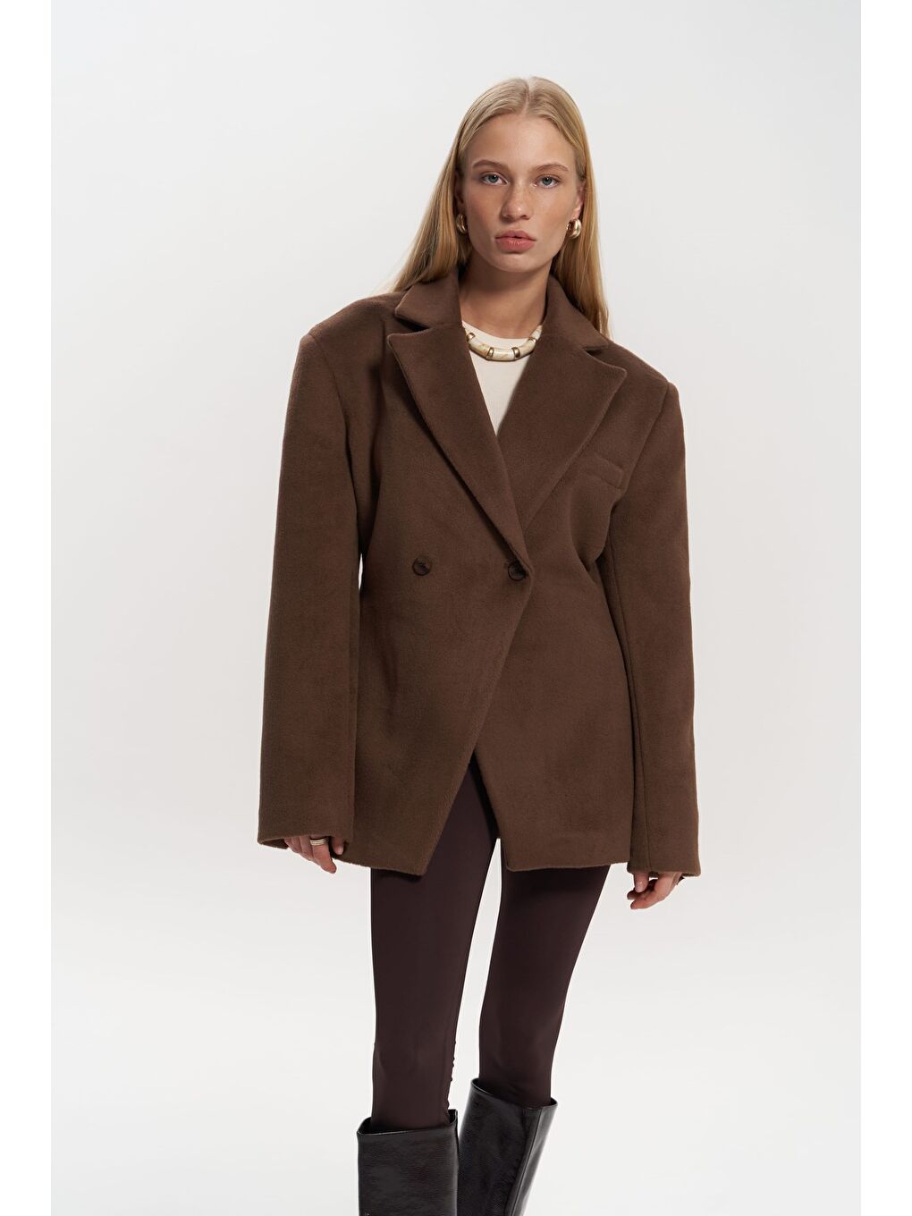 Kahverengi Naica Kahve Belden Oturmalı Blazer