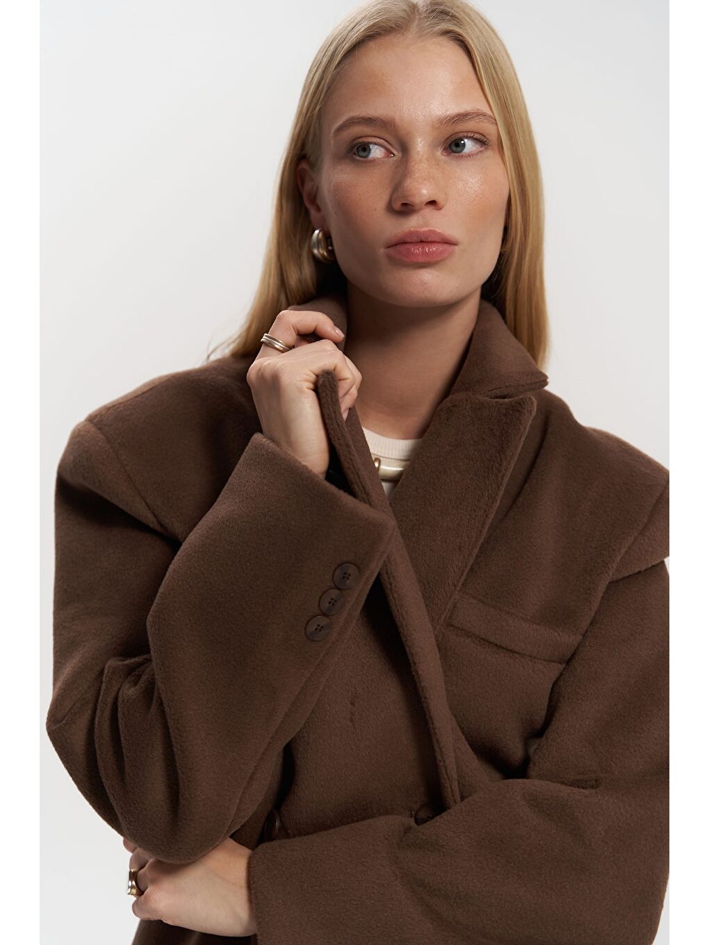 Kahverengi Naica Kahve Belden Oturmalı Blazer-4