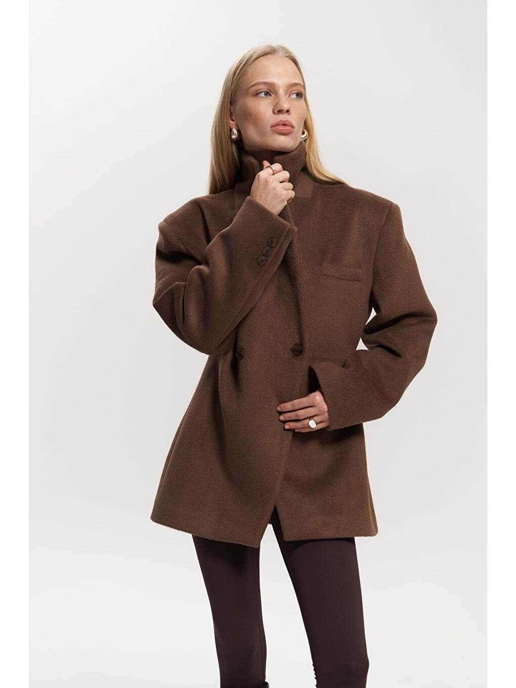 Kahverengi Naica Kahve Belden Oturmalı Blazer-6