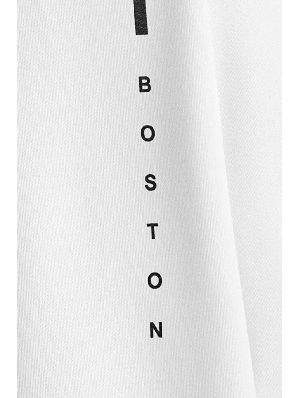 Oksit Beyaz Boston Ön Dikey Baskılı Pamuklu Unisex Sweatshirt - 1