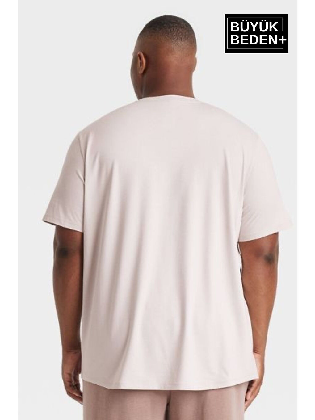 Bej Erkek Büyük Beden Willams.Brooklyn Baskılı Bisiklet Yaka Tişört SPR25BTS15-1