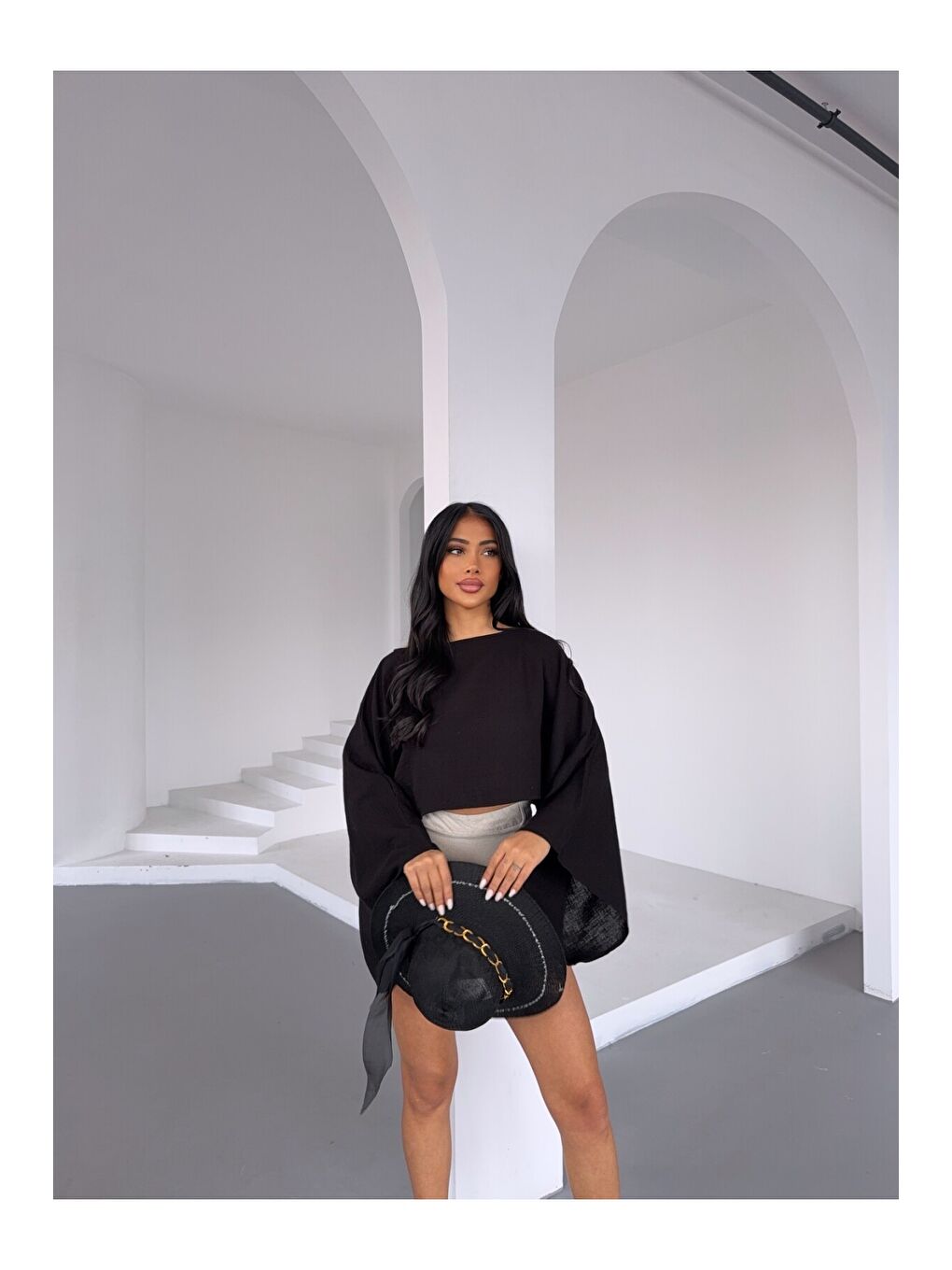 Müslin Keten Bluz Siyah