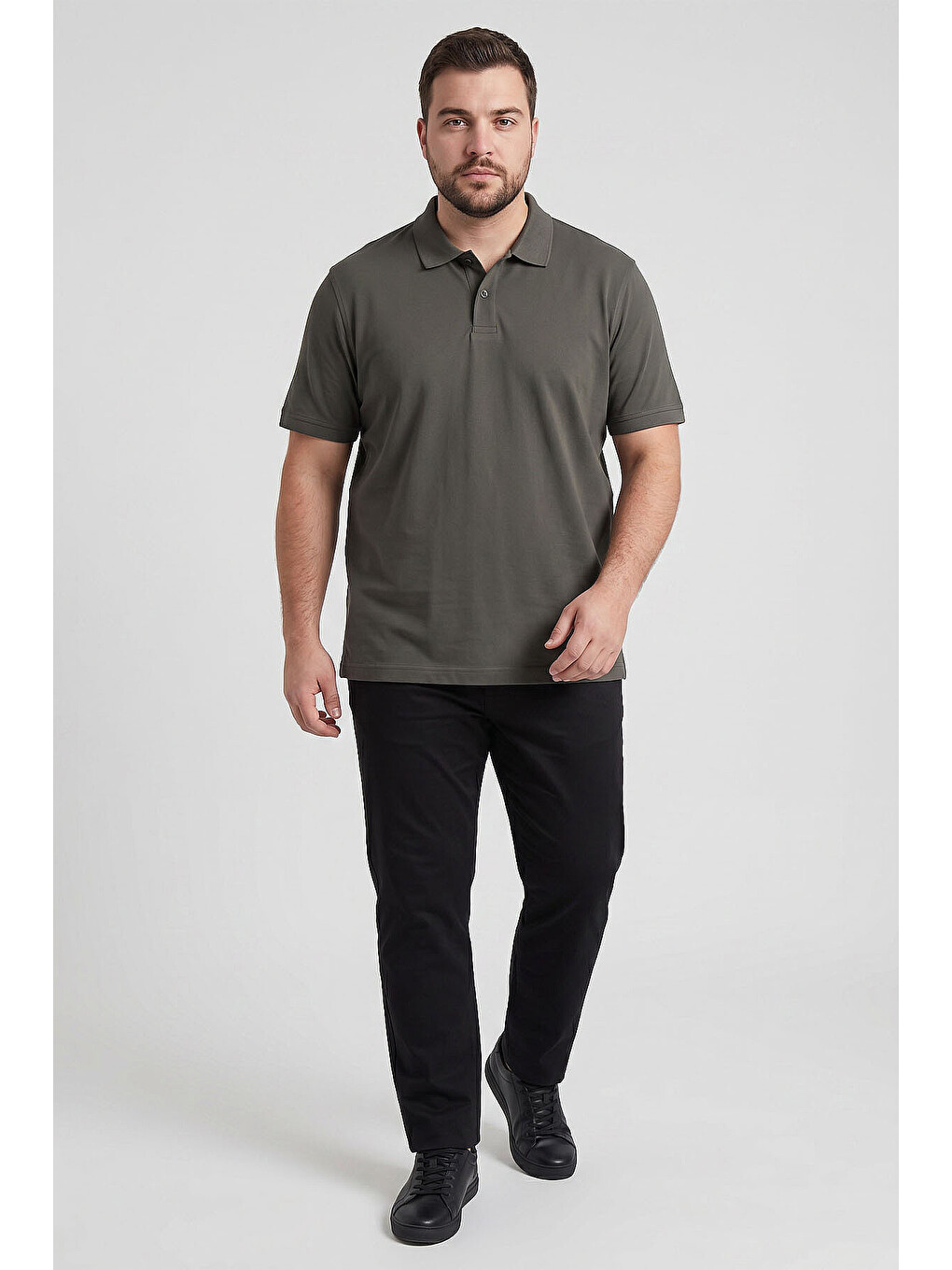 Beyaz Polo Yaka Büyük Beden 5li Paket Erkek T-shirt - 88511-4