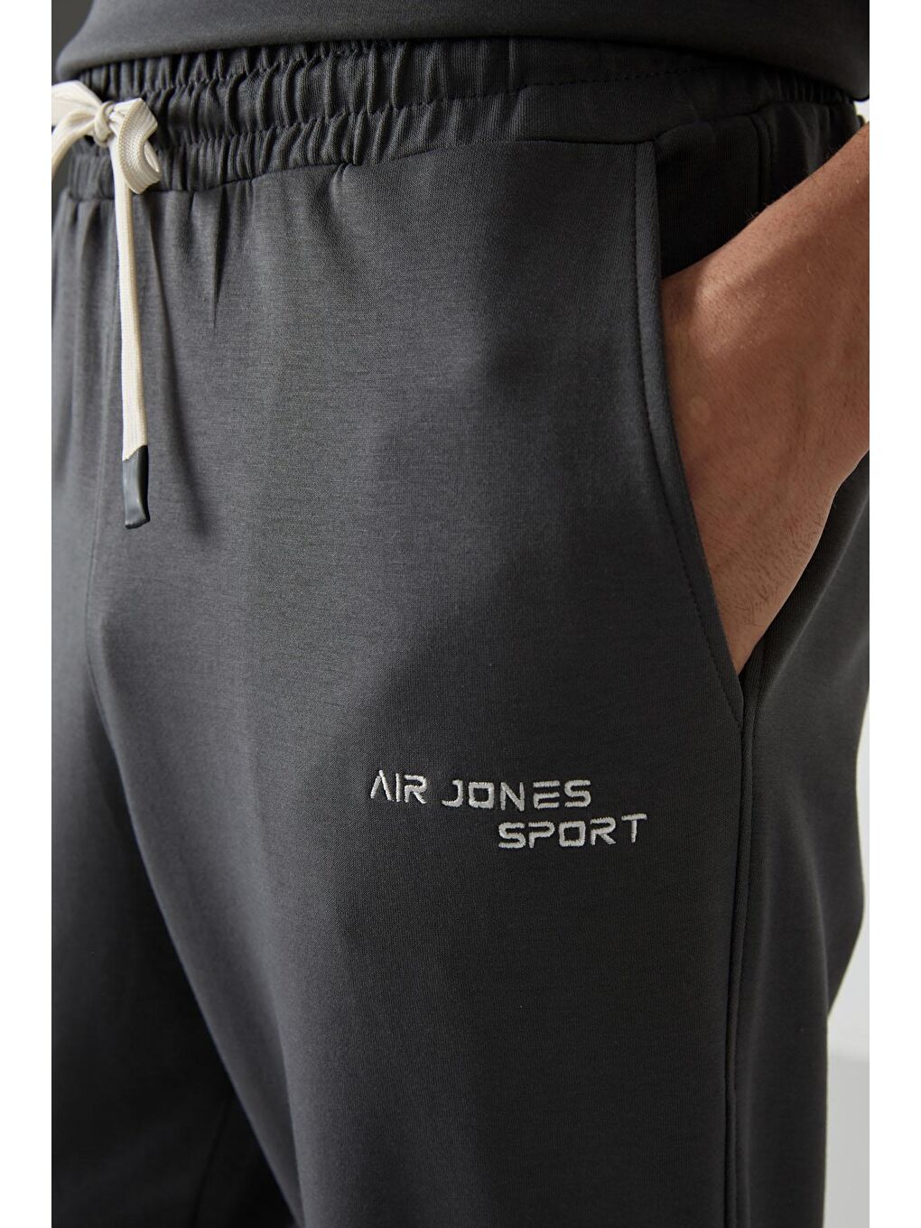 AIR JONES Haki Pamuklu Kalın Yumuşak Dokulu Oversize Fit Nakışlı Erkek Eşofman Takım - 85252 - 4