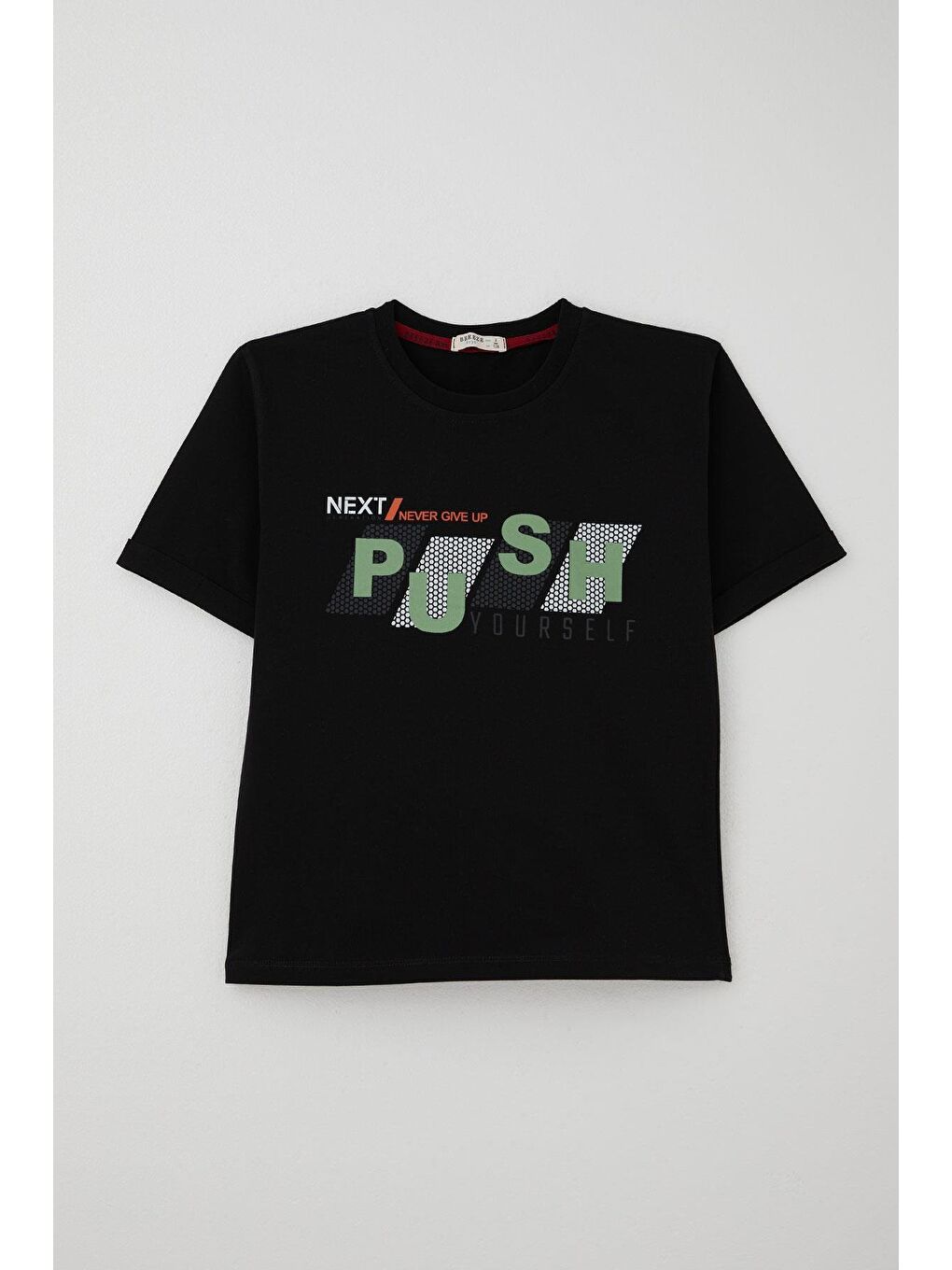 Erkek Çocuk Şortlu Takm Yazı Baskılı Beli Lastikli Cepli Siyah (6-12 Yaş)-1