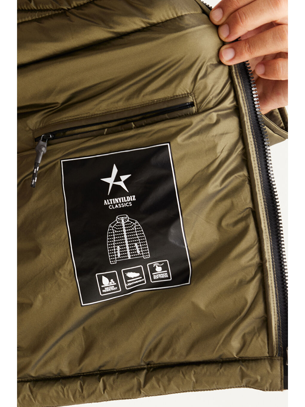 Erkek Haki Standart Fit Normal Kesim Dik Yaka Mont-2