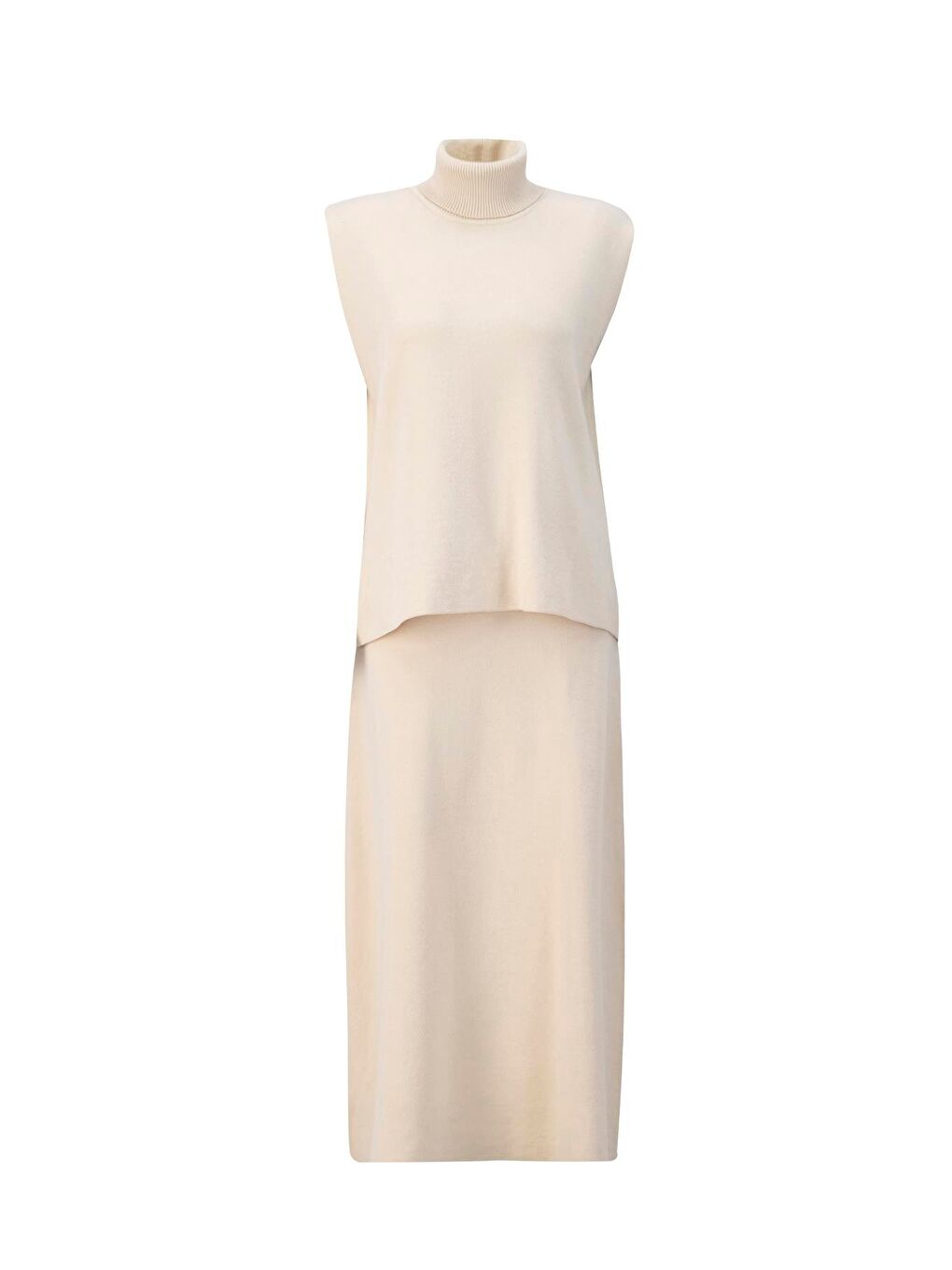 Sıfır Kol Kazak Etekli Takım 24Kd4220 Bej-4