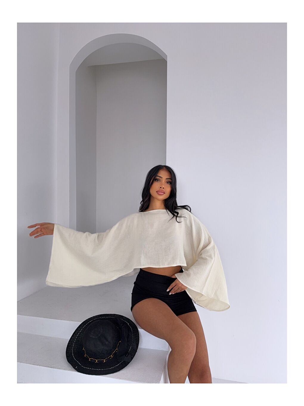 Müslin Keten Bluz Ekru-1