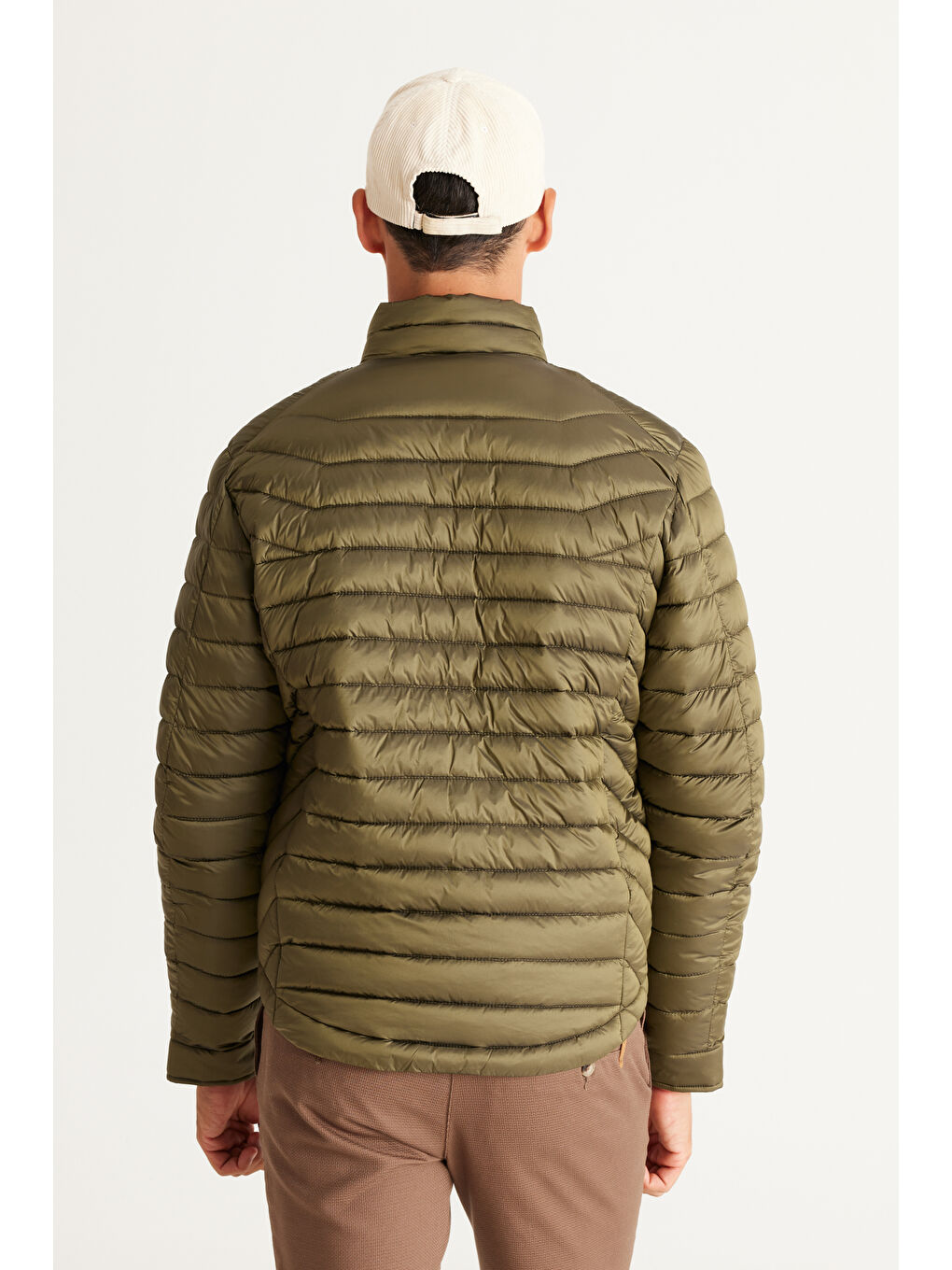 Erkek Haki Standart Fit Normal Kesim Dik Yaka Mont-6