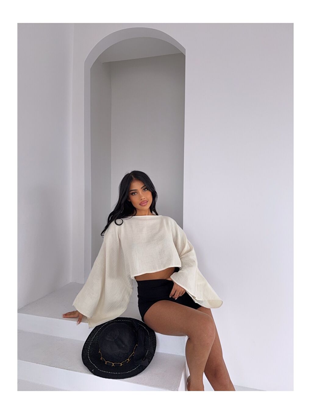 Müslin Keten Bluz Ekru-2