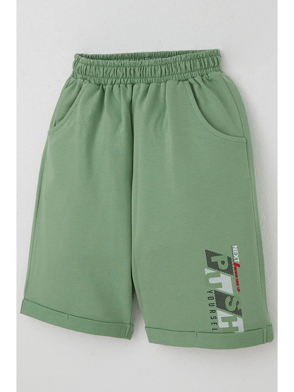 Erkek Çocuk Şortlu Takm Yazı Baskılı Beli Lastikli Cepli Siyah (6-12 Yaş)-6