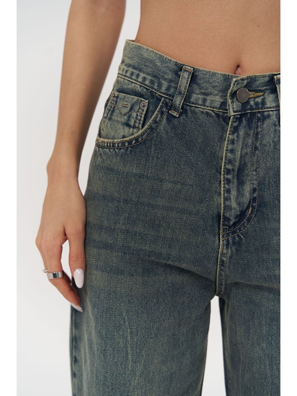 Laura Kirli Yeşil Jean Pantolon-4