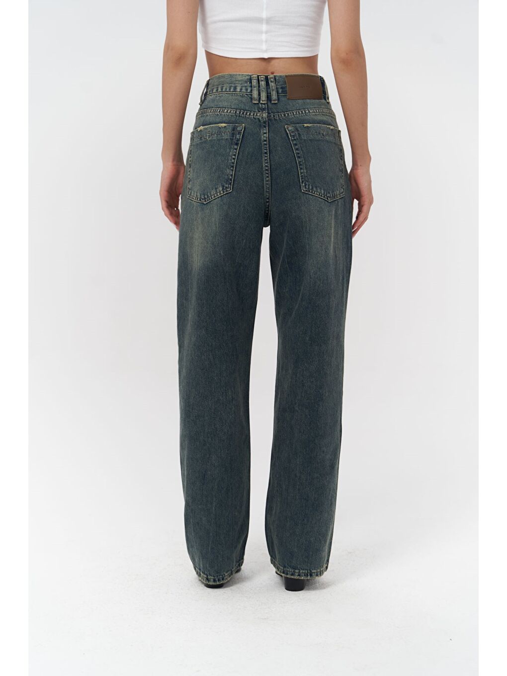 Laura Kirli Yeşil Jean Pantolon-5