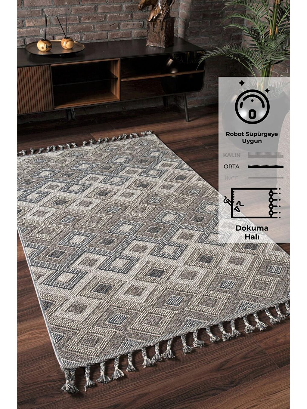 Karışık Konfor Beverly 2262 Modern Dokuma Bukle Halı-80x150