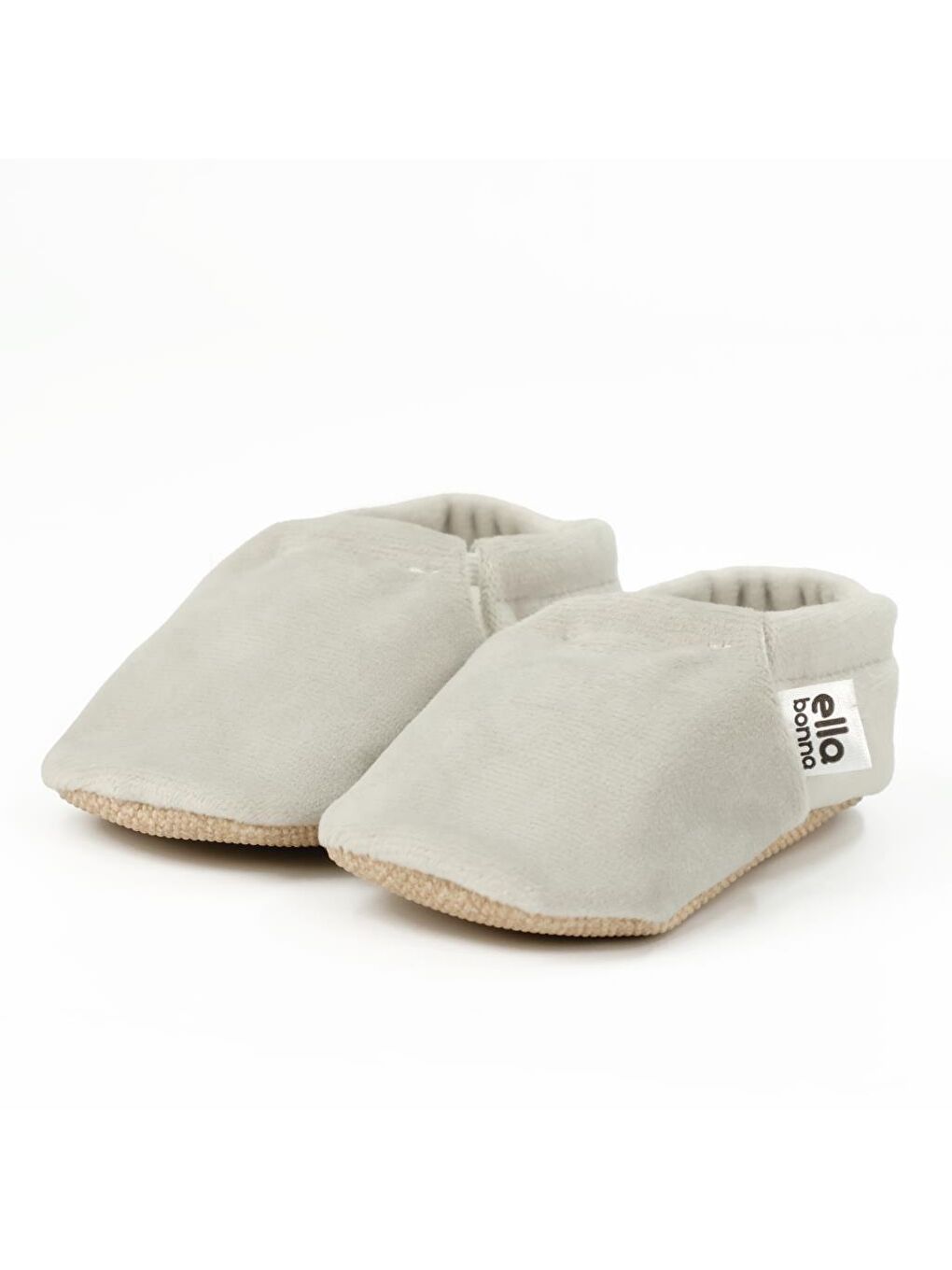 Gri Kadife Bebek Patiği, Kaydırmaz Taban, Kreş Ayakkabısı Patik