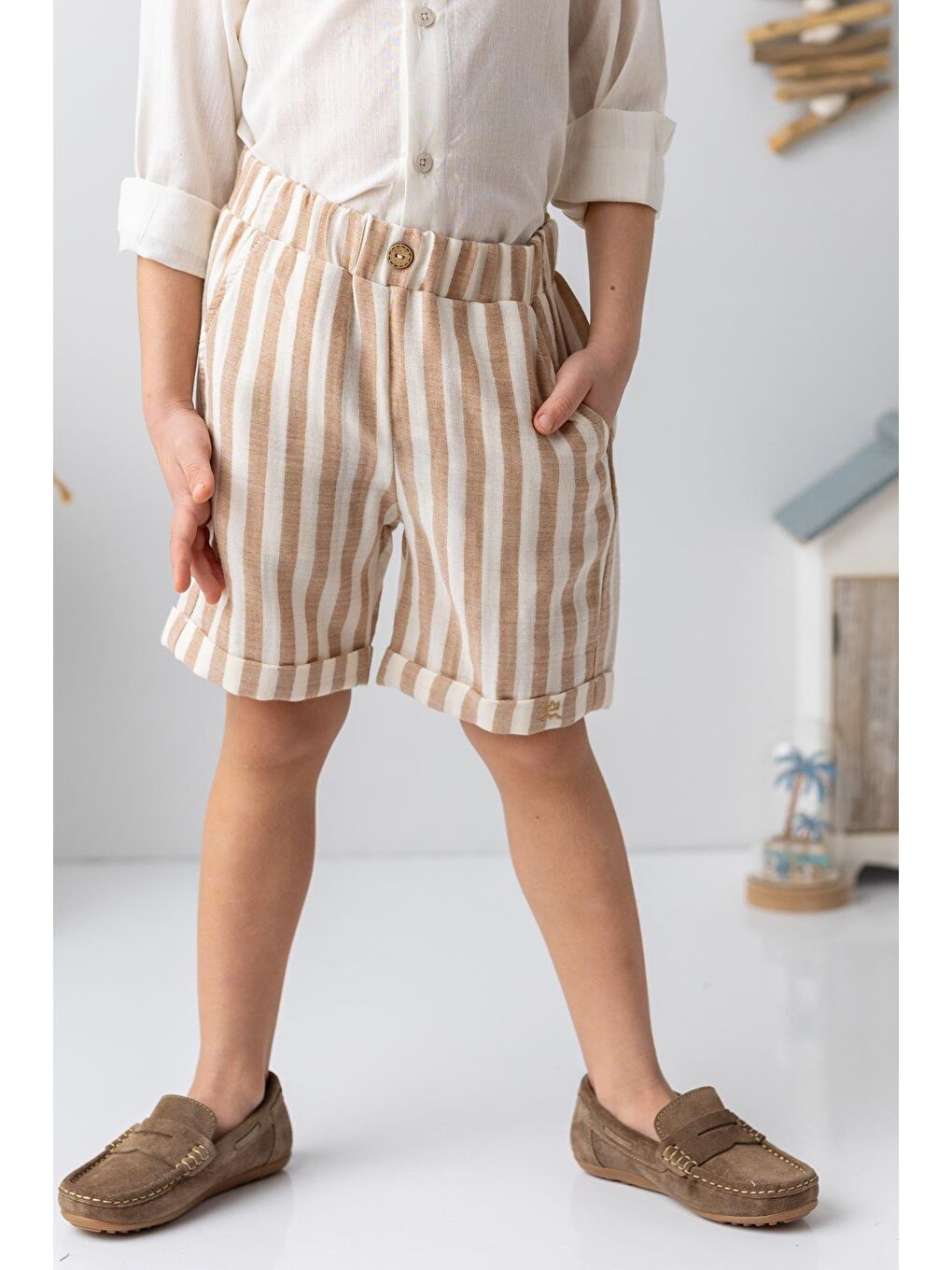 Erkek Çocuk Müslin Şort - Bej