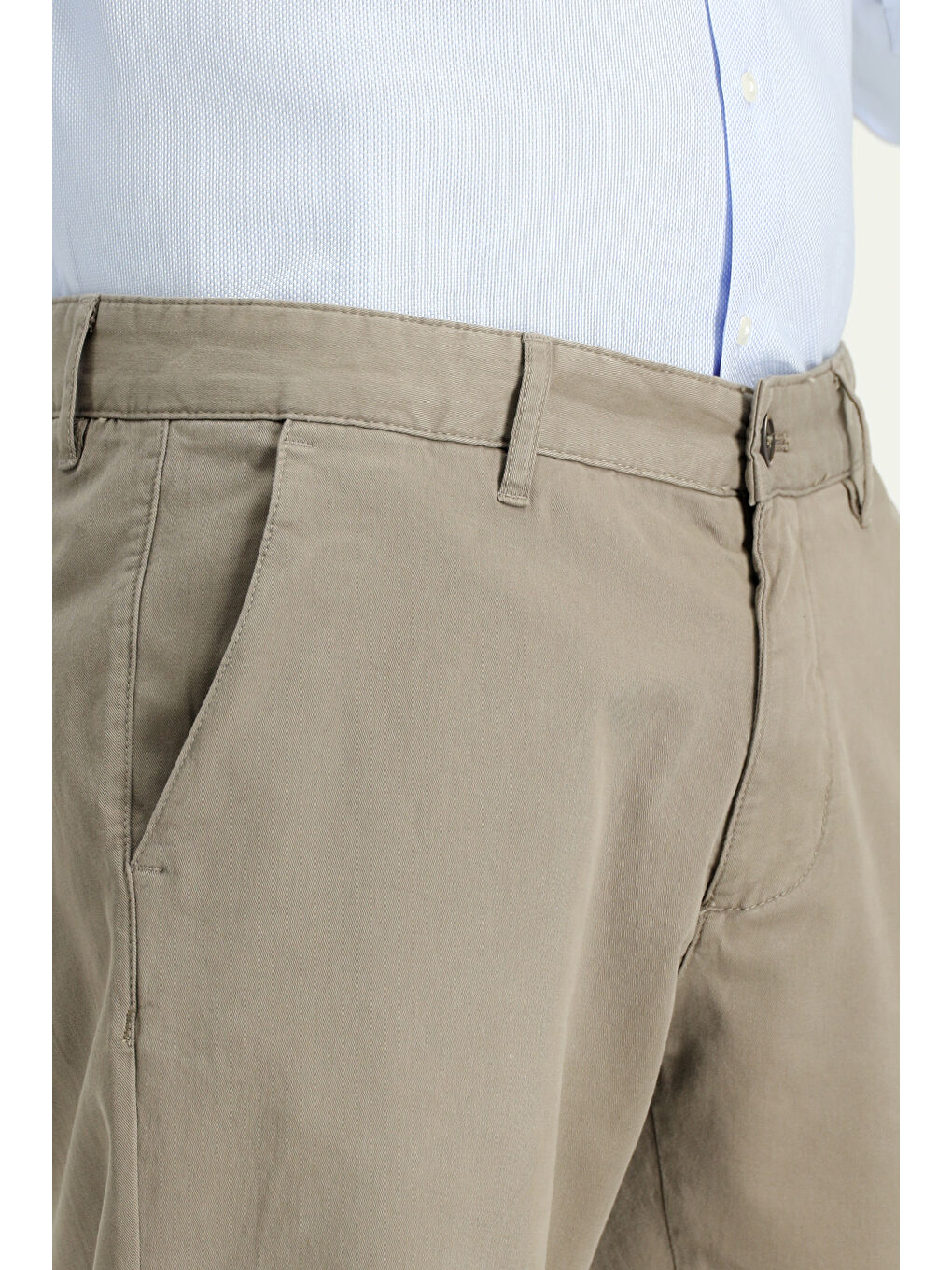 Kahverengi Slim Fit Dar Kesim Elastanlı Kanvas / Chino Pantolon-3