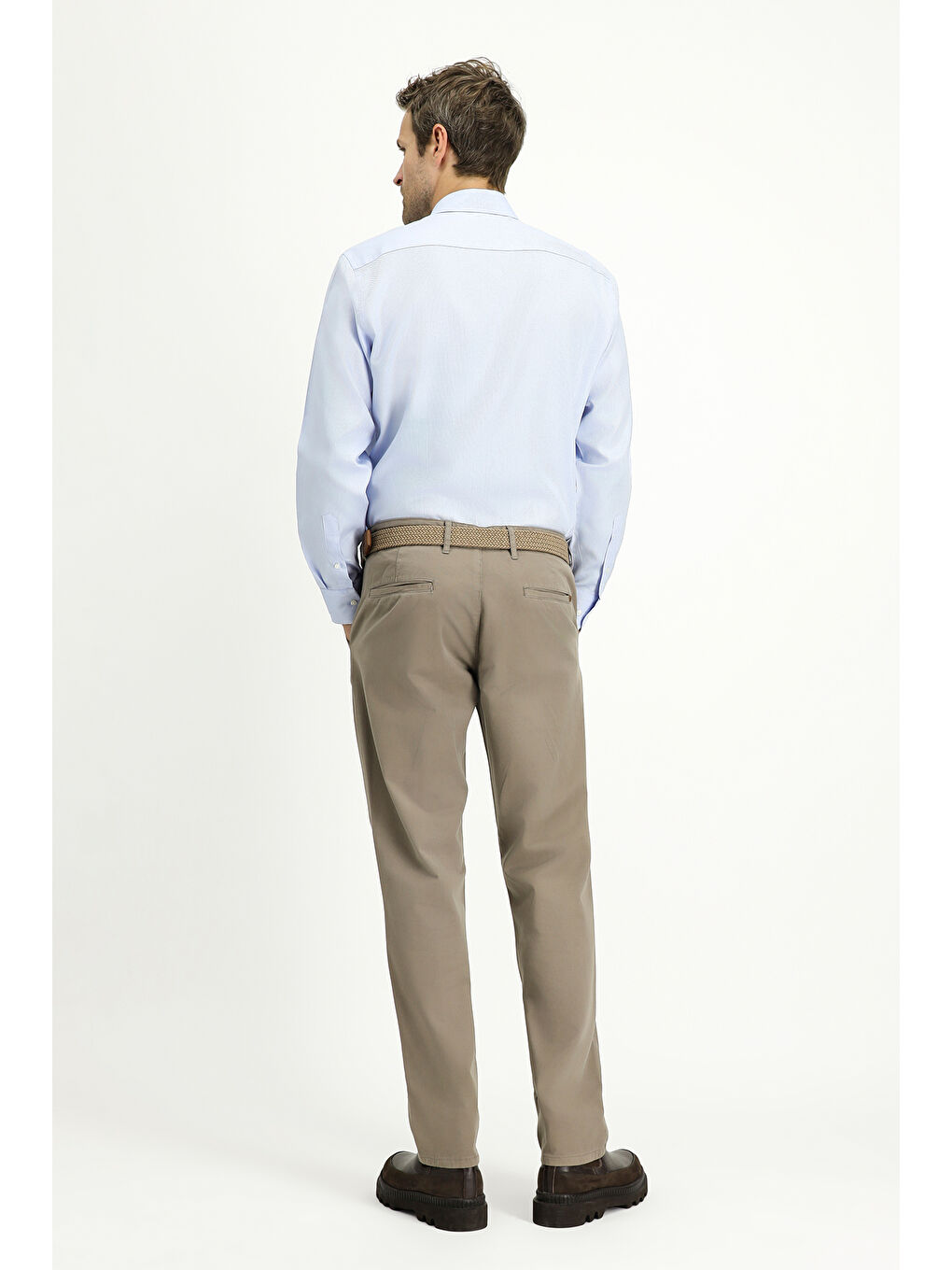 Kahverengi Slim Fit Dar Kesim Elastanlı Kanvas / Chino Pantolon-4