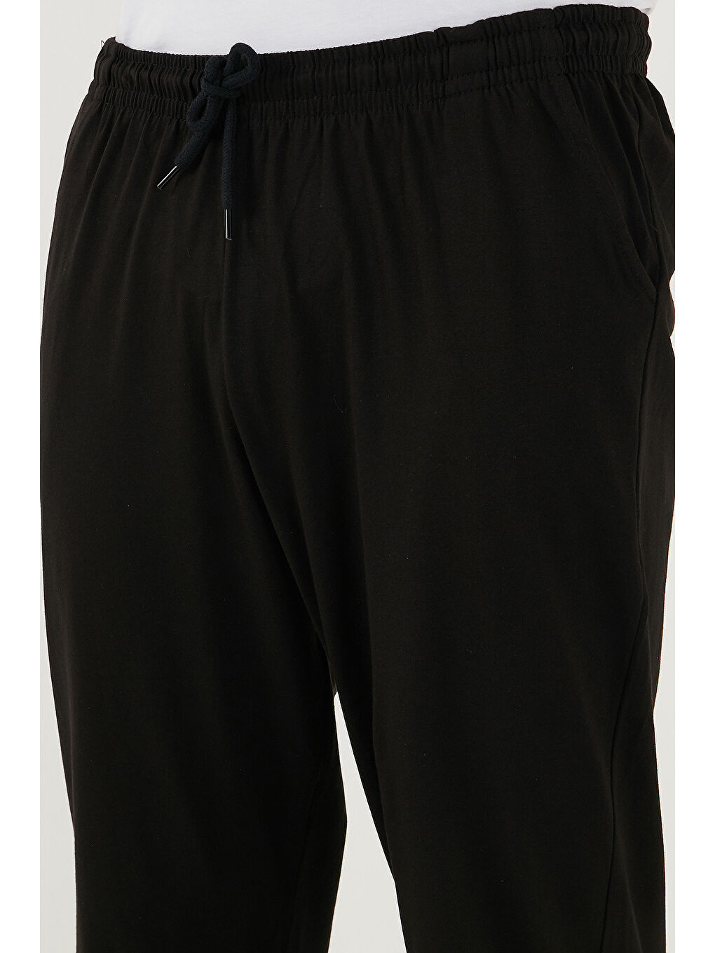 Siyah Pamuklu Regular Fit Normal Bel Düz Paça Cepli %100 Pamuk Pijama Altı 6574003-6