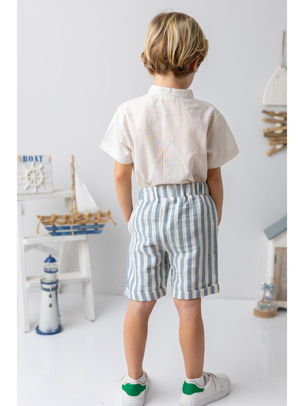 Erkek Çocuk Müslin Şort - İndigo-1