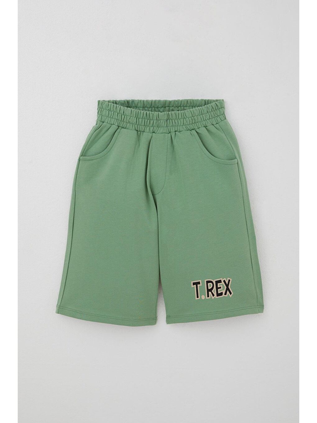 Erkek Çocuk Şortlu Takım Güçlü Dinozor Baskılı Kısa Kollar Büyük Güç Bej (4-9 Yaş)-2