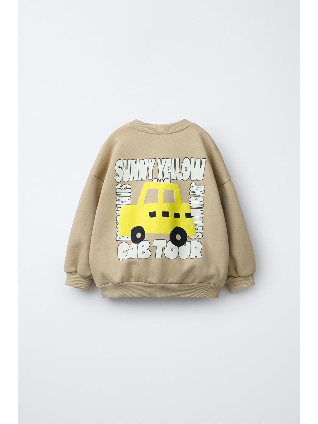 Karışık Çocuk Baskılı Bej Sweatshirt Ve Dama Desenli Eşofman Altı Takımı-1