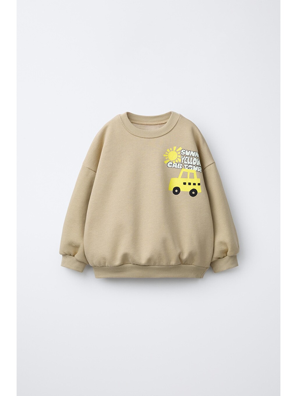 Karışık Çocuk Baskılı Bej Sweatshirt Ve Dama Desenli Eşofman Altı Takımı-2