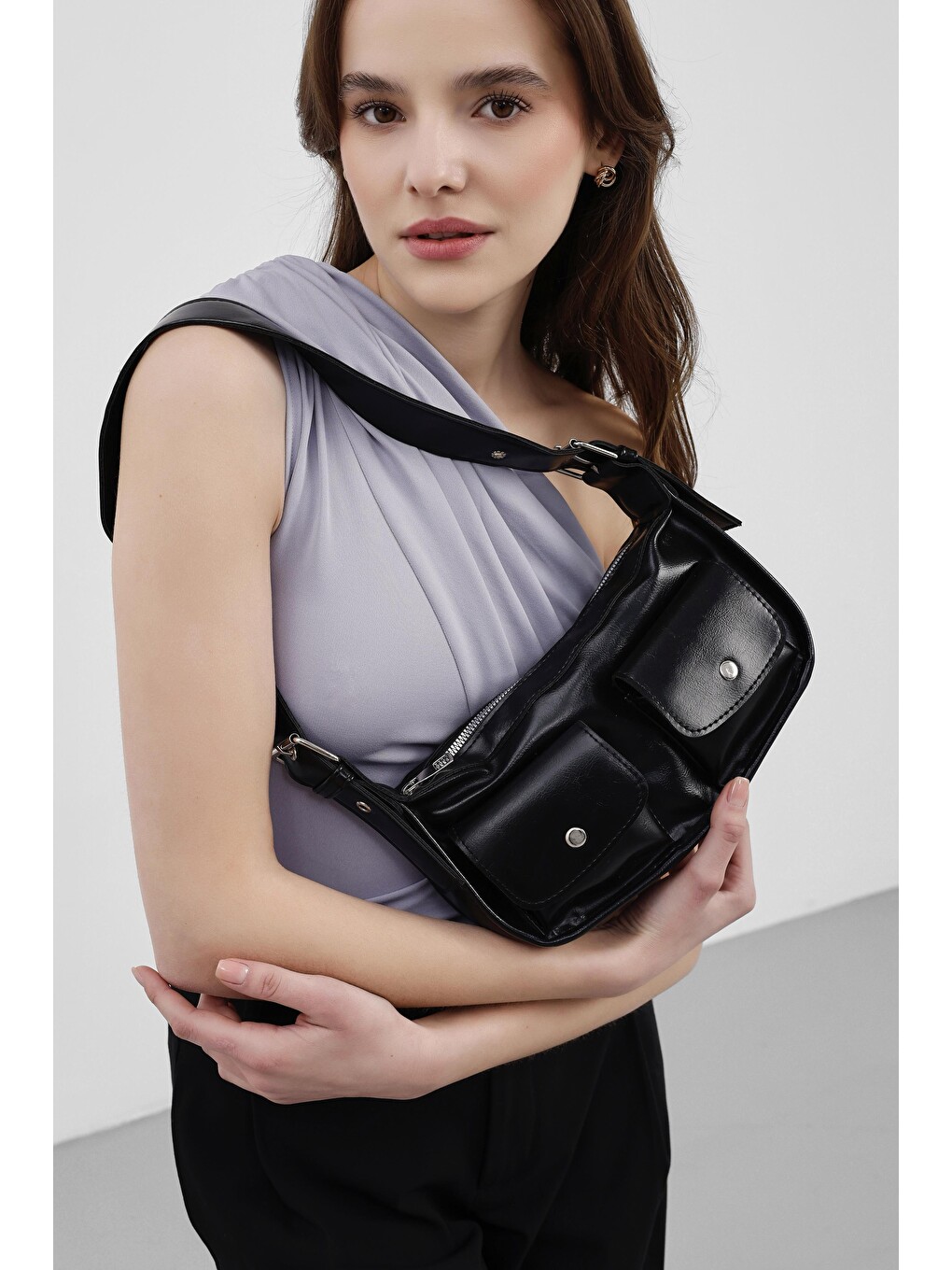 Diana Vintage Baget Çanta Siyah-1