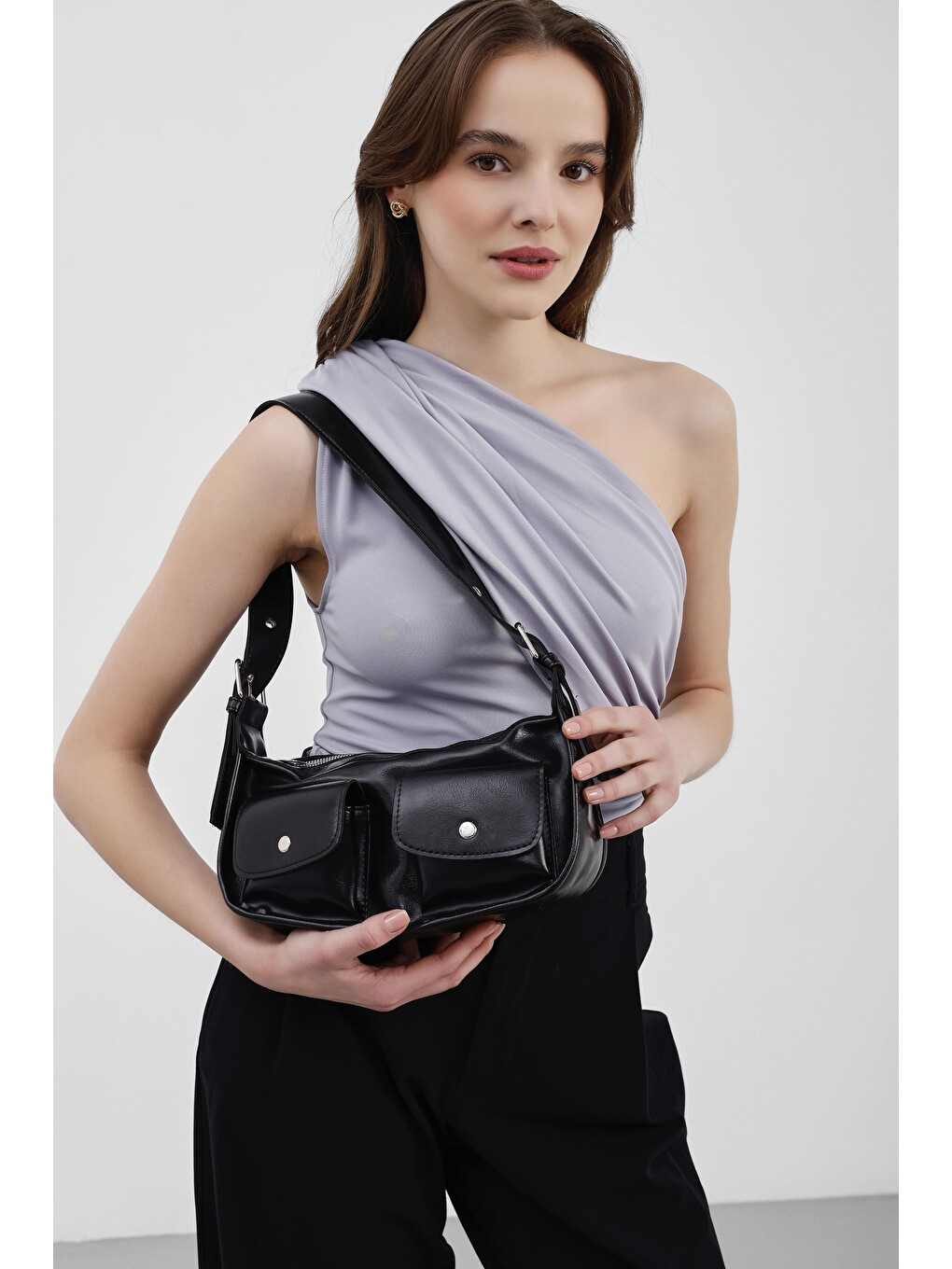 Diana Vintage Baget Çanta Siyah-3
