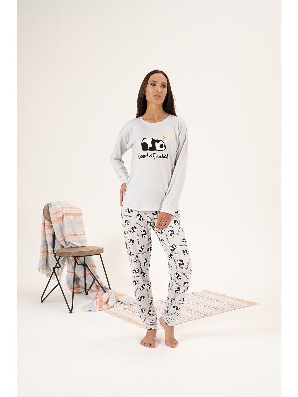 LC WAIKIKI Gri Kadın Termal Pijama Takımı 24486 Gri - 4