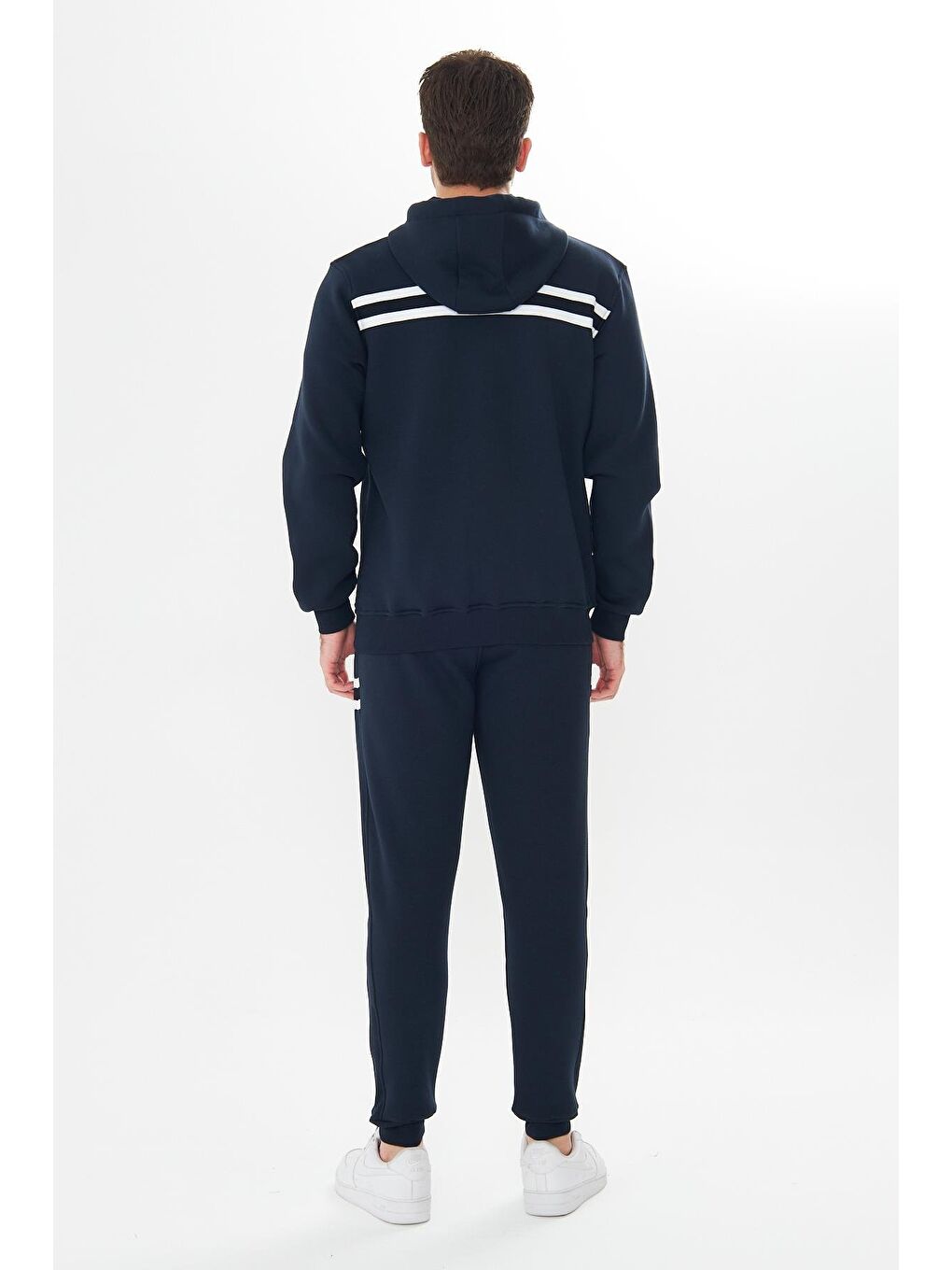 Erkek İçi Polarlı Kapüşonlu Kışlık Eşofman Takımı Lacivert 9520-L-5