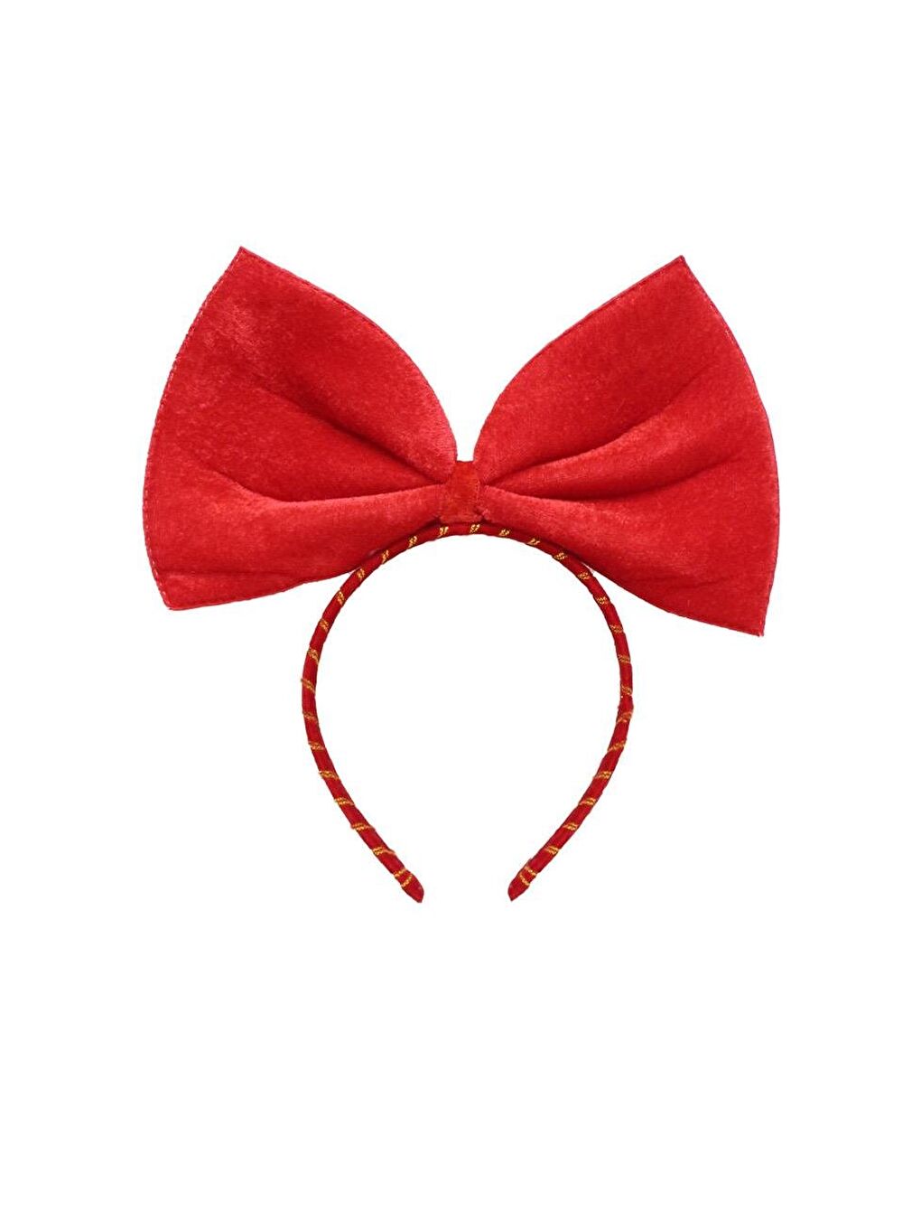 Büyük Kurdeleli Yılbaşı Parti Tacı – Kırmızı Kadife Kostüm Taç Aksesuarı