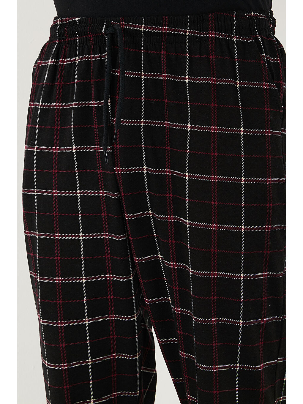 Siyah Pamuklu Regular Fit Normal Bel Düz Paça Cepli %100 Pamuk Pijama Altı 6574003-6