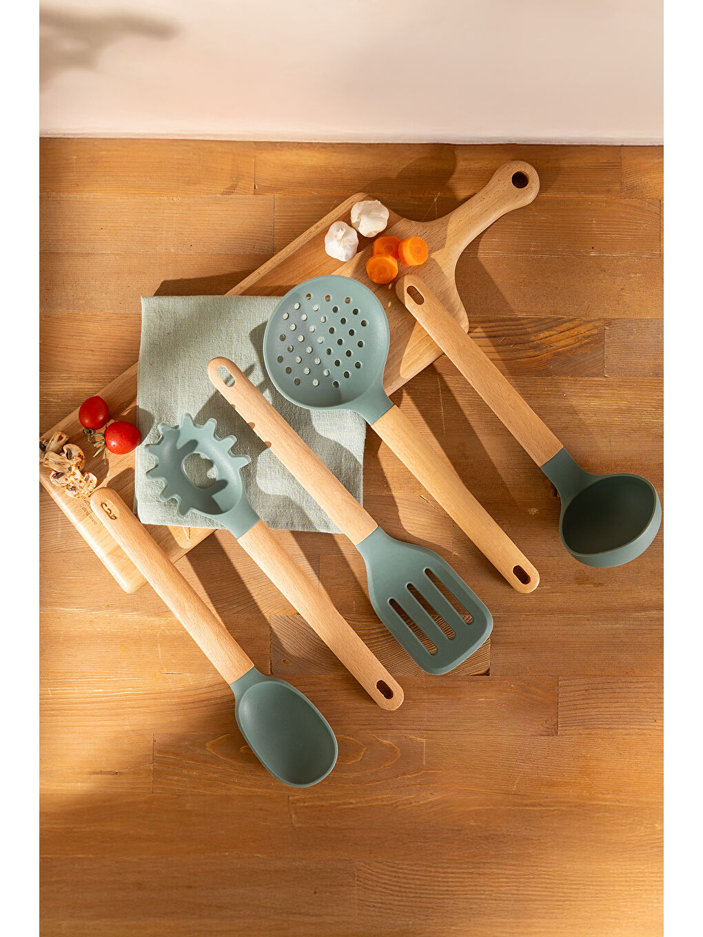 Yeşil Rustik Bambu Servis Gereci Seti-1