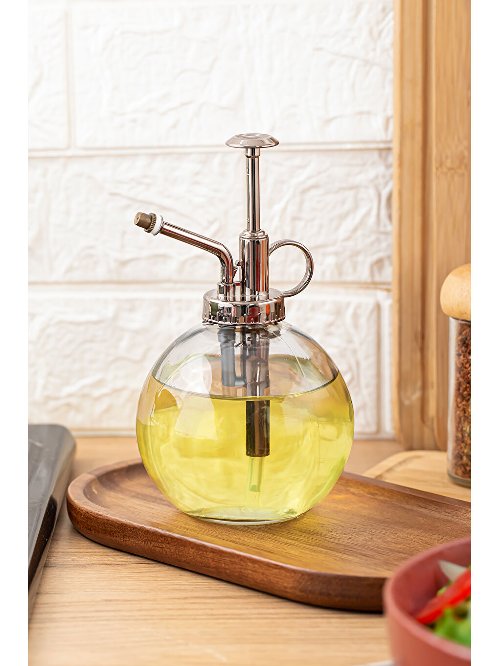 Beyaz 15729 Gri 350ml Cam Yağlık Yağdanlık ve Sulama Spreyi Koku Spreyi Şişesi-2