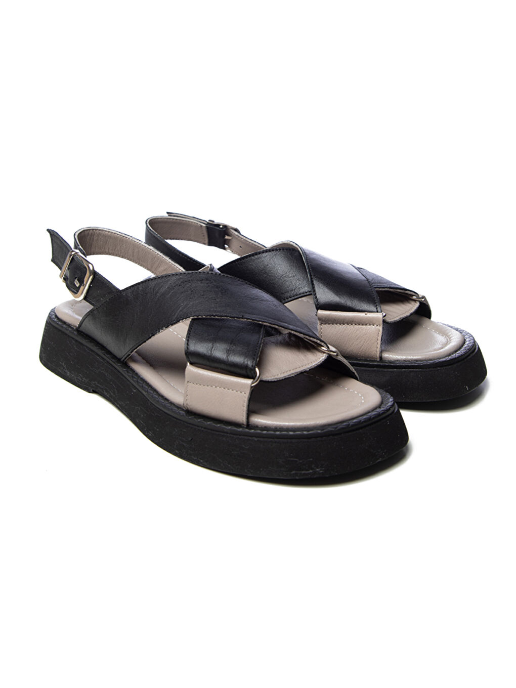 Kadın Sandalet GTN-20772 Siyah Vizon-1