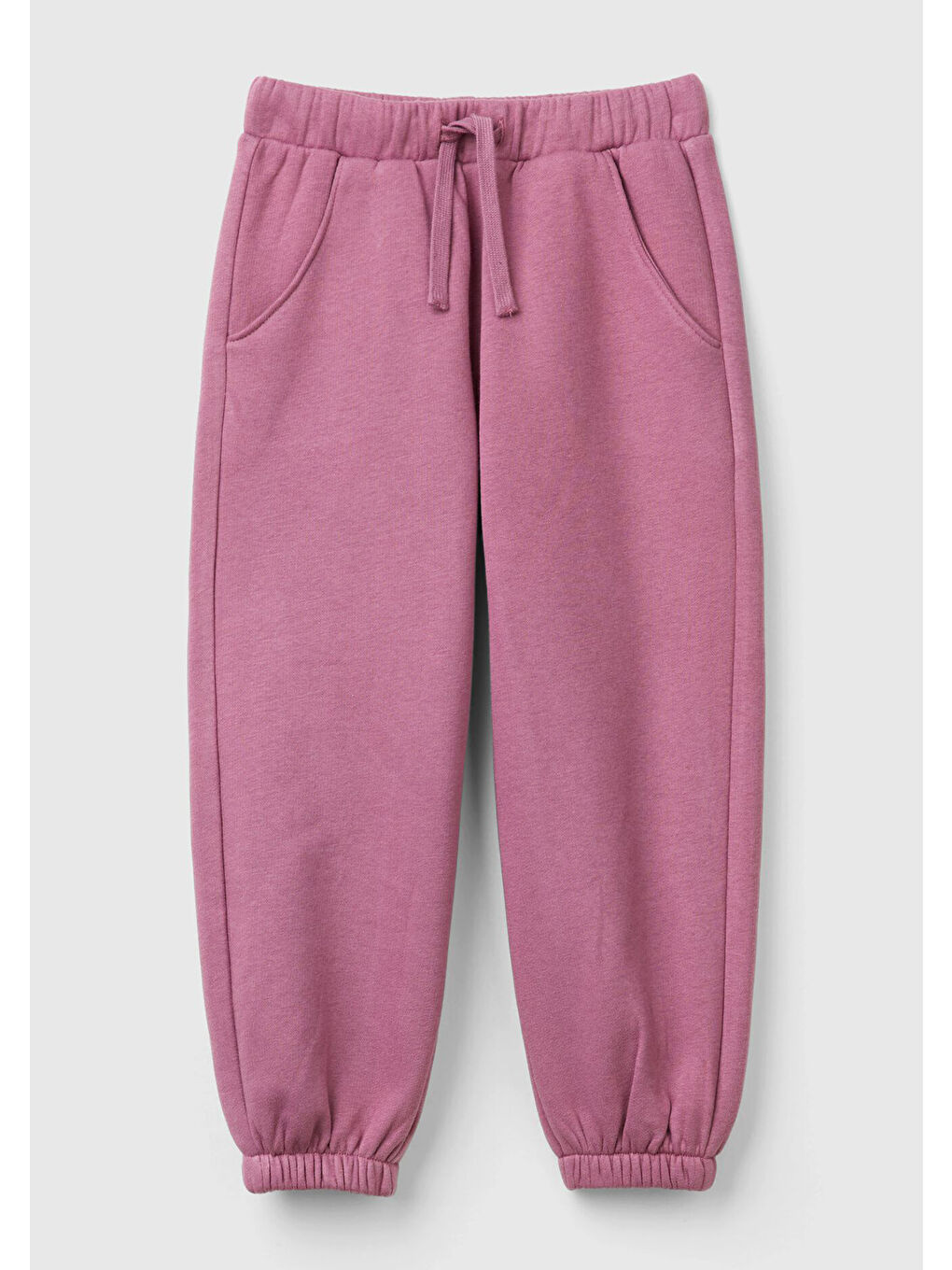 Pembe Kız Çocuk Gül Kurusu Arkası Logo Detaylı Beli Paçası Lastikli Büzgü İpli Eşofman Altı