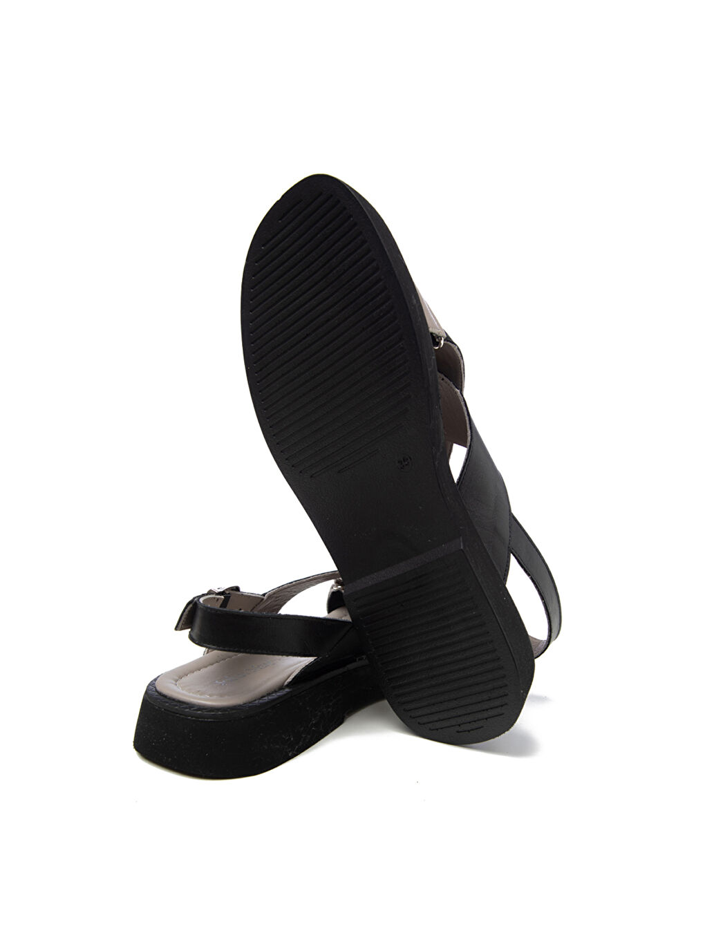 Kadın Sandalet GTN-20772 Siyah Vizon-4