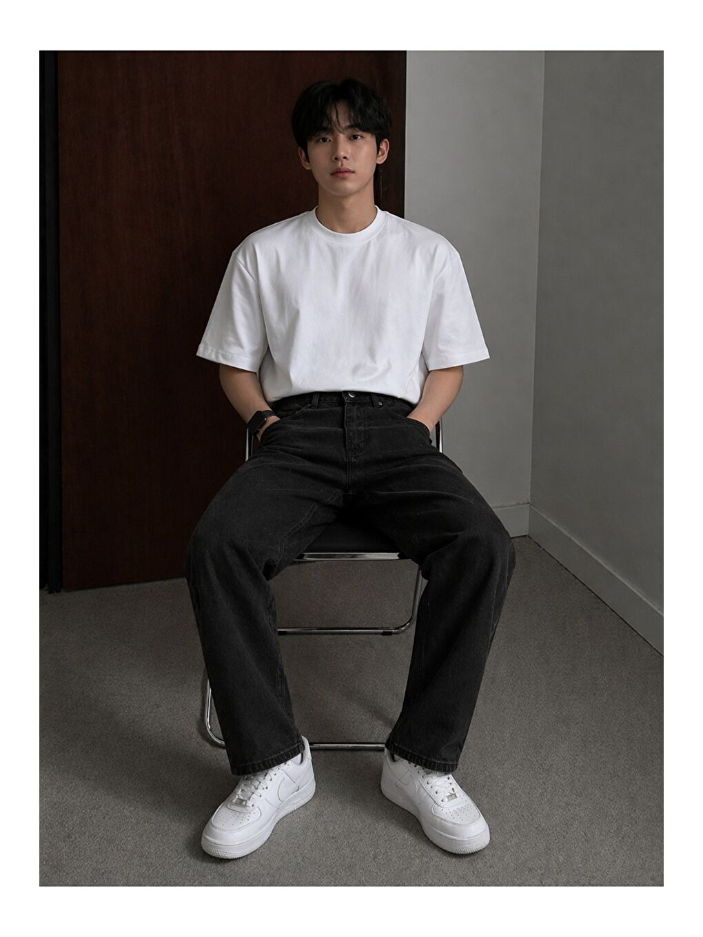 Siyah Bol Paça Rahat Kesim Jean Pantolon-2