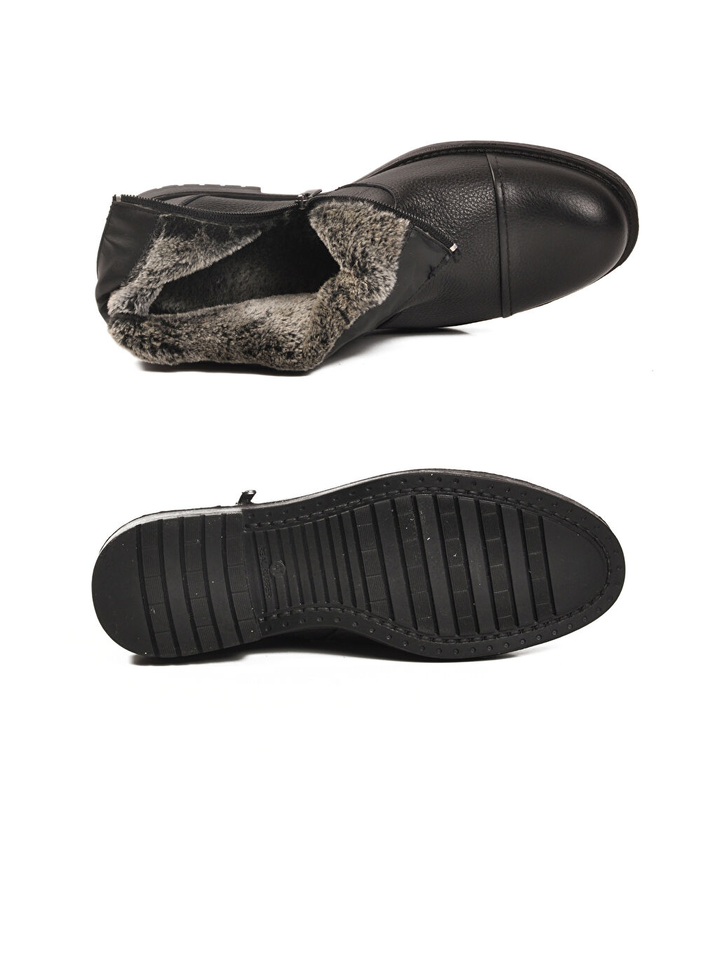Siyah Hakiki Deri Kürklü Soğuğa Dirençli Kaymaz Erkek Bot 797 M-4